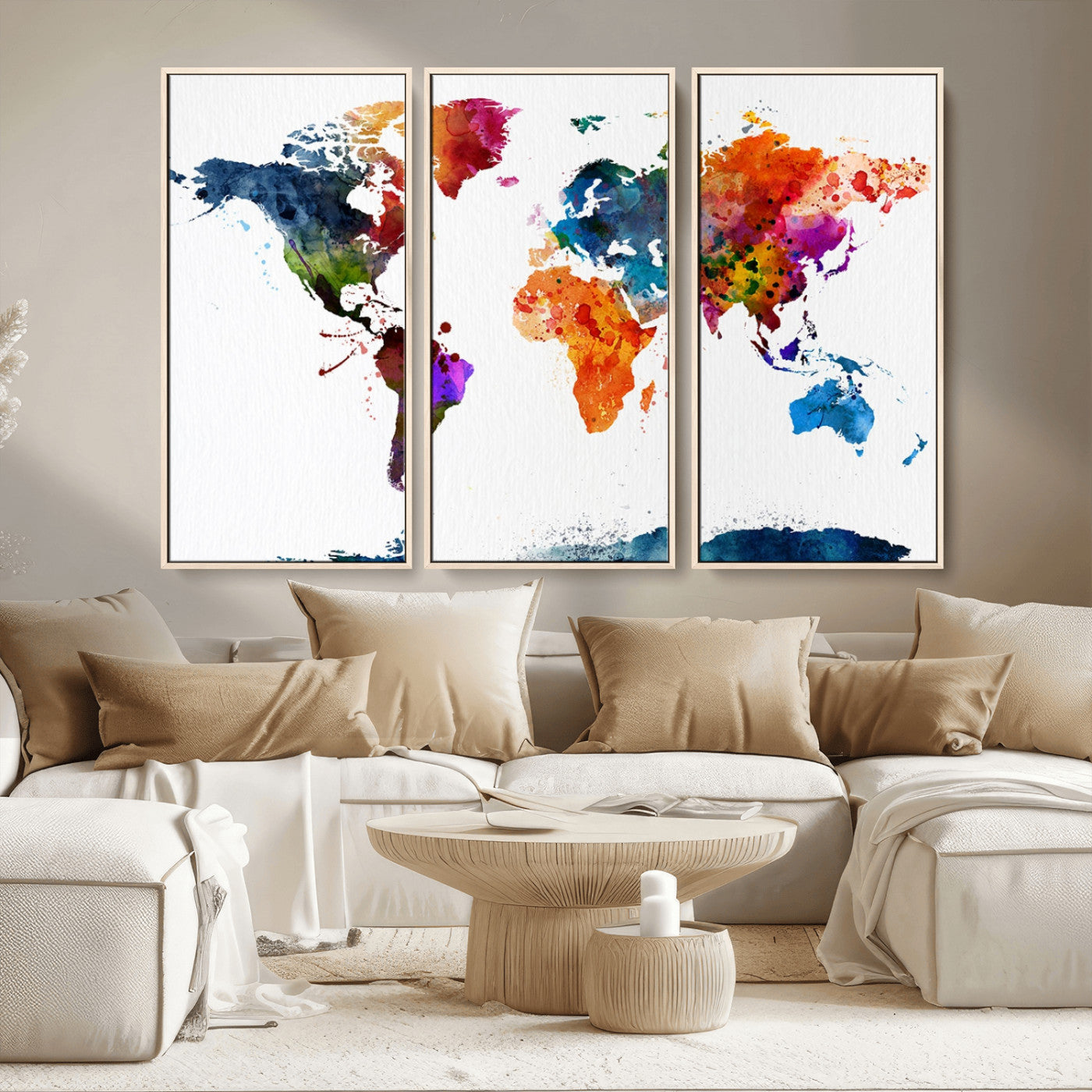 MGV-FC-48X32-3P - Push Pin World Map Canvas Print – Framed Wall Art for Couples to Track Their Travels – Anniversary