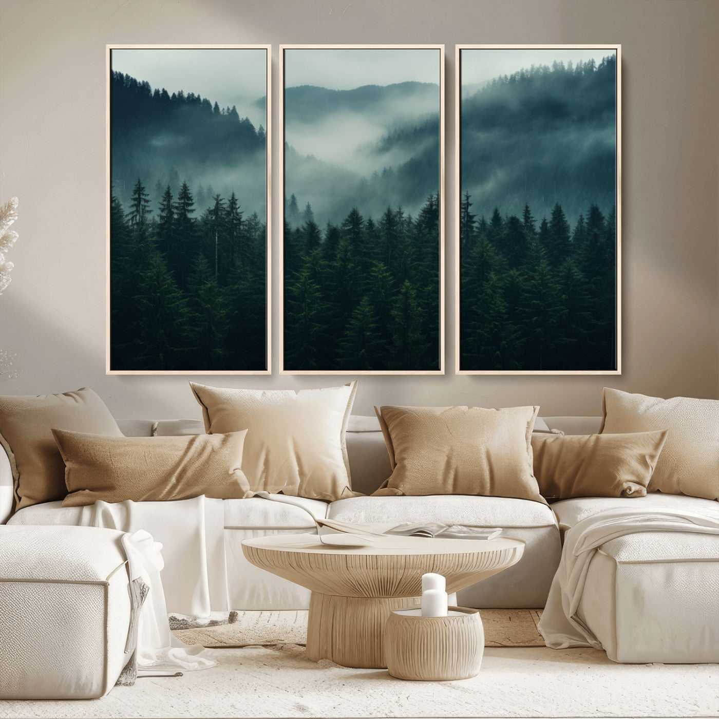 MGV-FC-48X32-3P - Captivating Misty Forest Wall Art Premium Canvas Print,  Foggy and Serene Atmosphere Wall Art Canvas