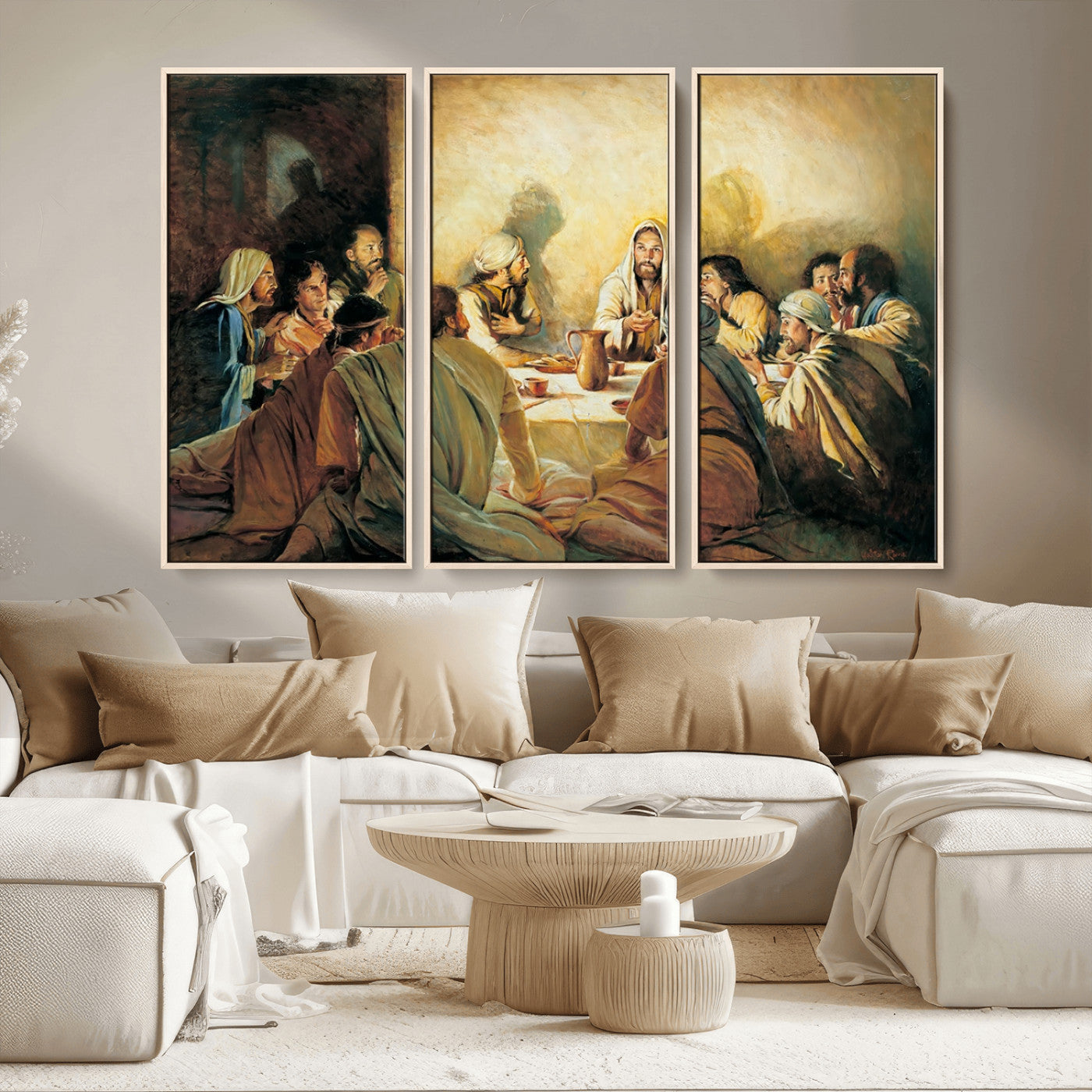 MGV-FC-48X32-3P - Last Supper Wall Art Canvas Print, Framed Jesus Painting Art Picture Print, Moderne Bibel Perfect Traditional/Religious Decor Artwork