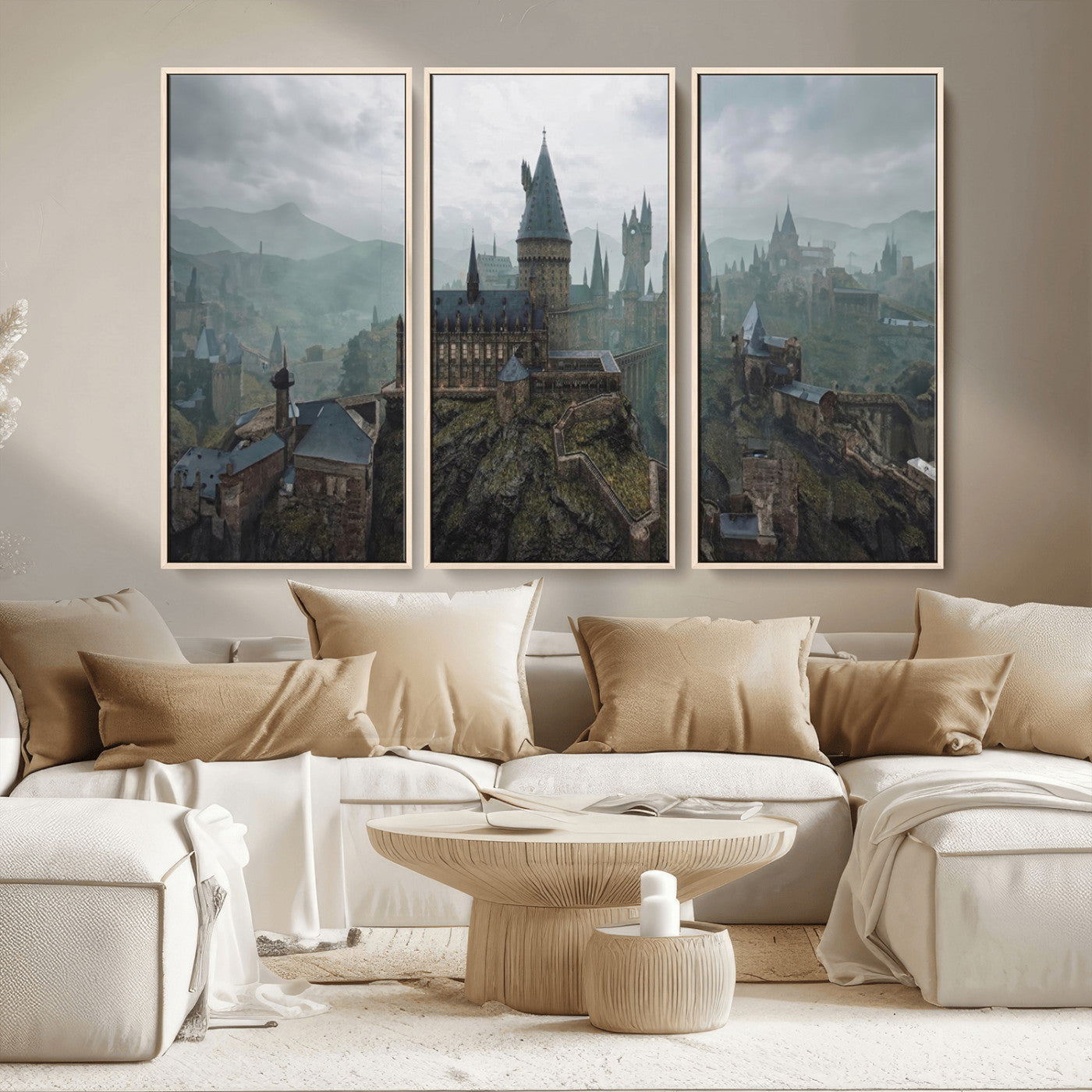 MGV-FC-48X32-3P - Disney Castle Wall Art Canvas Print, Living Kids Home Room Decor Art Print