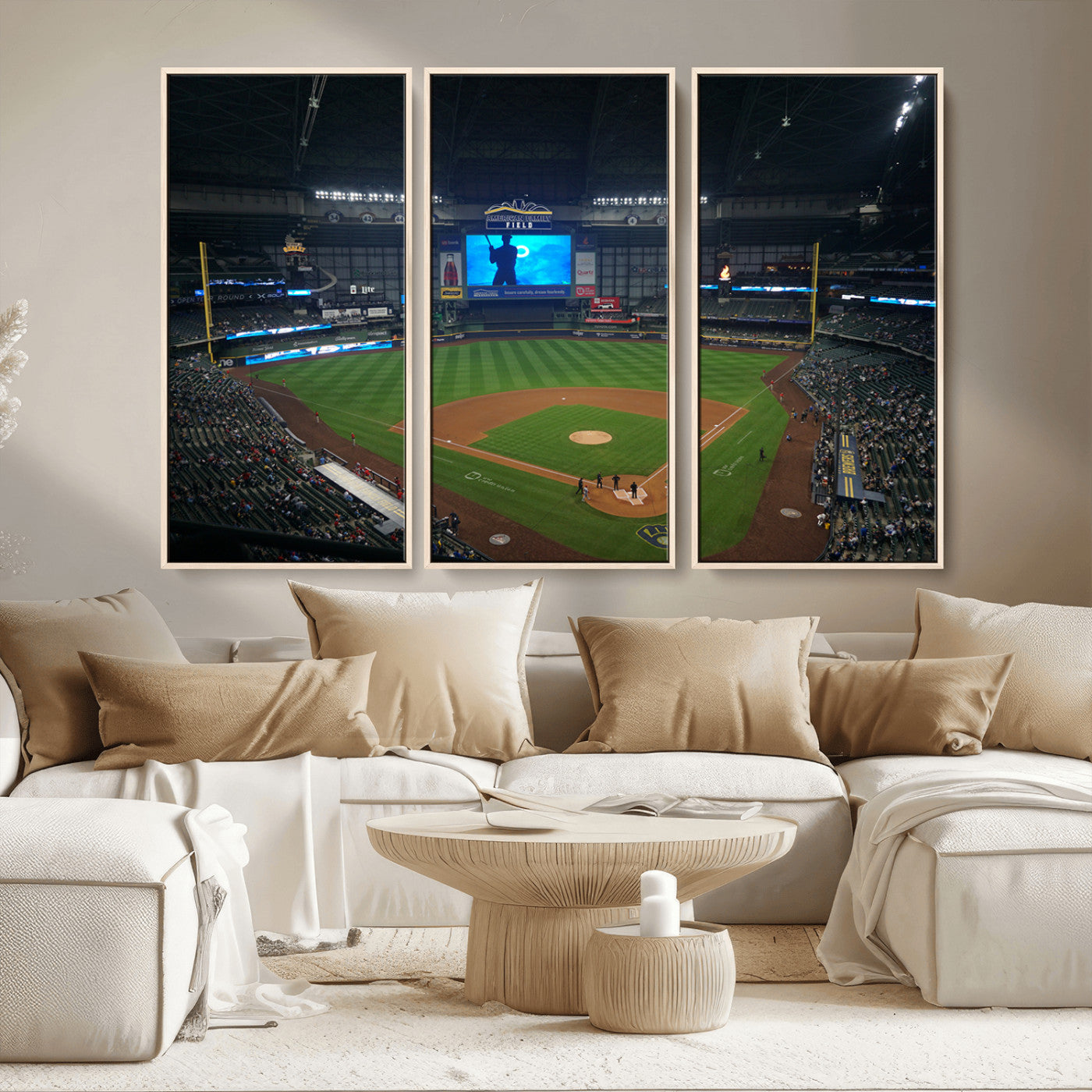 MGV-FC-48X32-3P - Milwaukee Brewers Baseball Art Print - American Family Field Stadium Wall Art Canvas Print