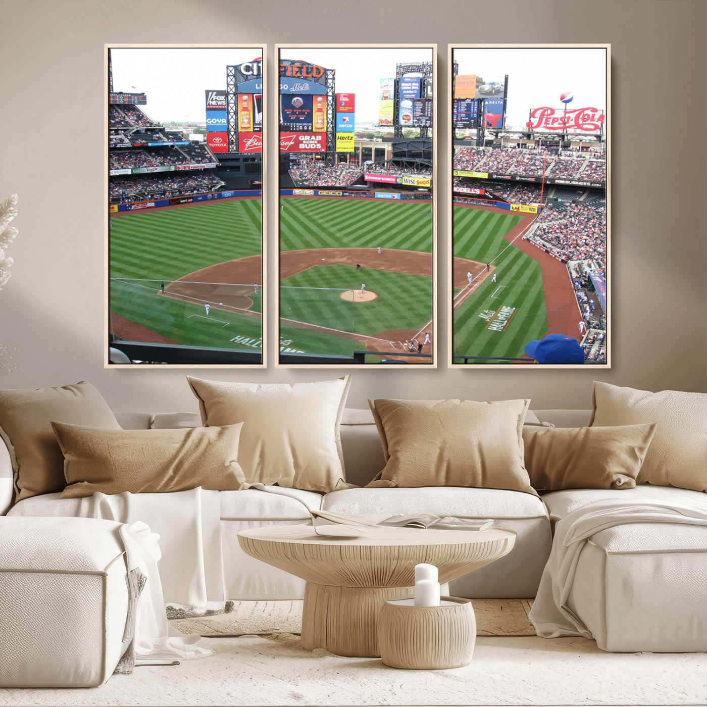 MGV-FC-48X32-3P - New York Mets Baseball Team Print - Citi Field Baseball Stadium Wall Art Canvas Print