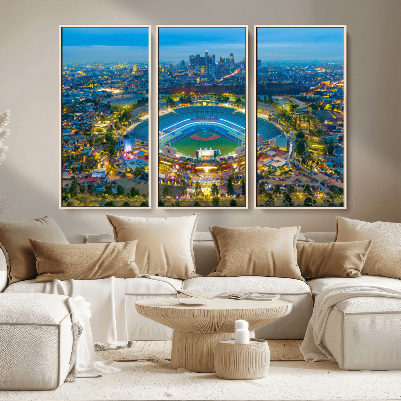MGV-FC-48X32-3P - Los Angeles Dodgers Wall Art Canvas, Dodger Stadium Wall Art Canvas Print - MLB Baseball Stadium