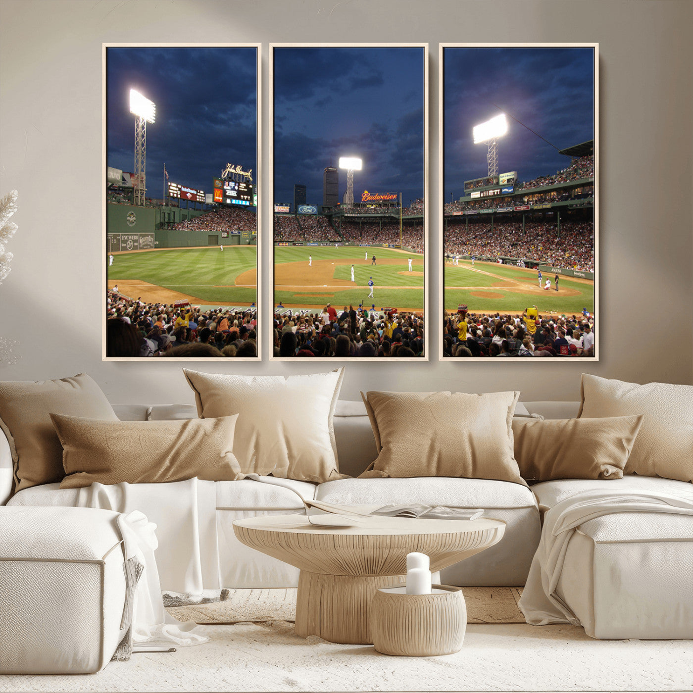 MGV-FC-48X32-3P - Boston Red Sox Baseball Team Print Canvas - Massachusetts Fenway Park Stadium Wall Art Canvas Print
