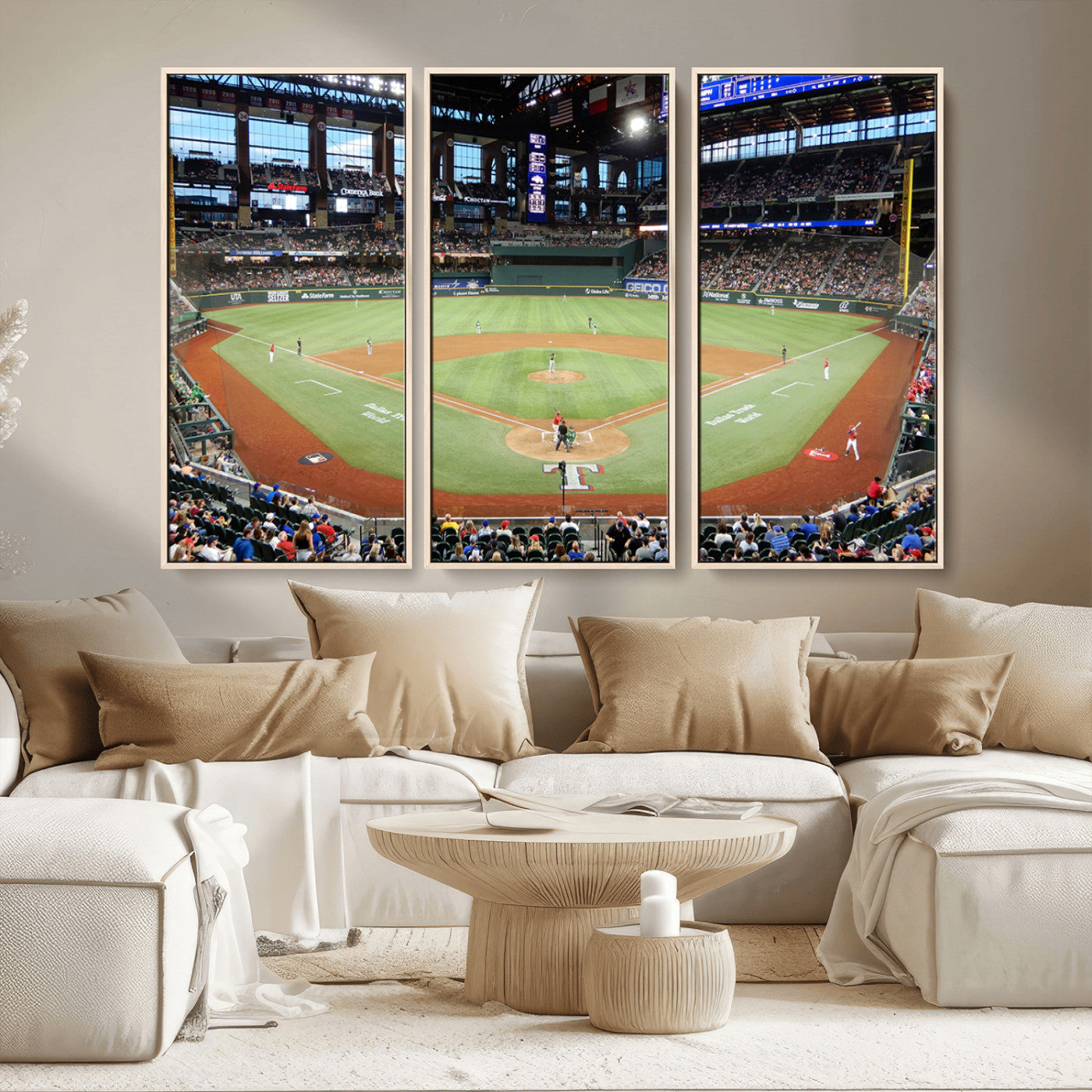 MGV-FC-48X32-3P - Texas Rangers Baseball Team Print - Arlington Globe Life Field Stadium Canvas Print Wall Art