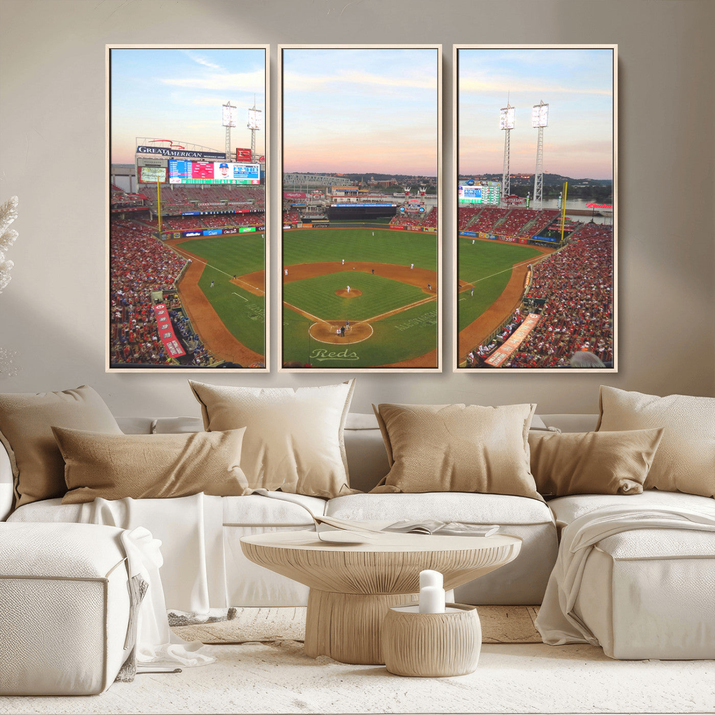 MGV-FC-48X32-3P - Cincinnati Reds Baseball Print Canvas- Cincinnati Great American Ball Park Stadium Wall Art Canvas