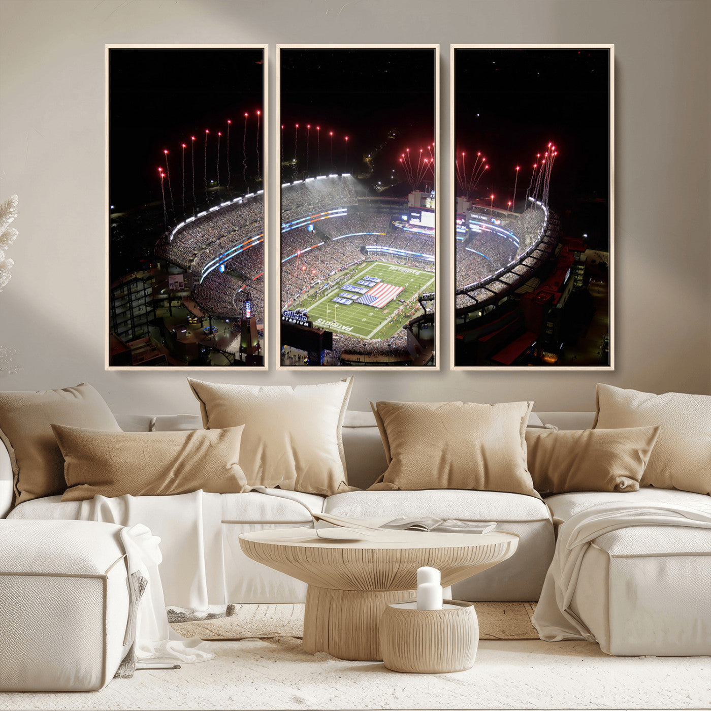 MGV-FC-48X32-3P - New England Patriots Team Print Wall Art- Foxborough Gillette Stadium Wall Art Canvas Print