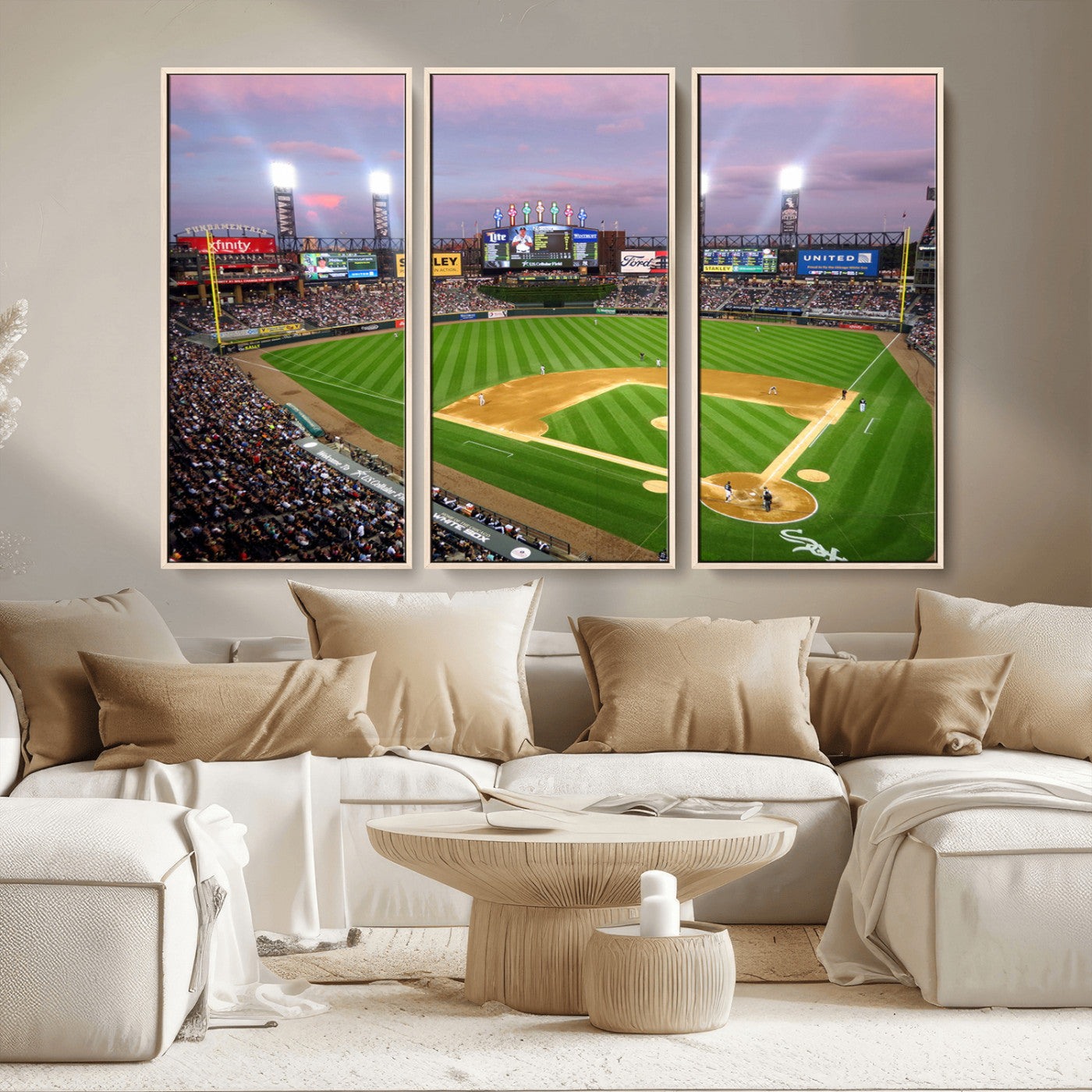 MGV-FC-48X32-3P - Chicago White Sox Baseball Team Print Canvas- Guaranteed Rate Field Stadium Wall Art Canvas Print