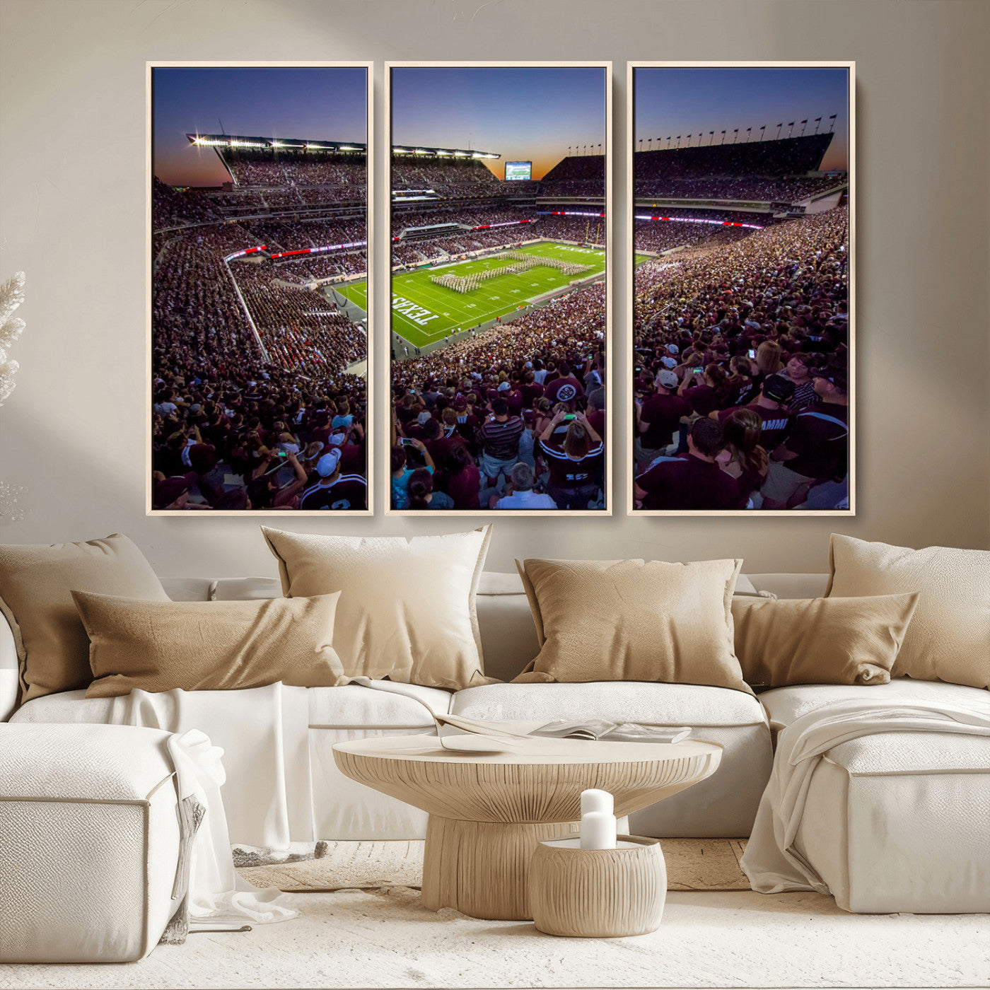 MGV-FC-48X32-3P - Texas A&M University Aggies Football Team Print - College Station Kyle Field Stadium Wall Art Canvas