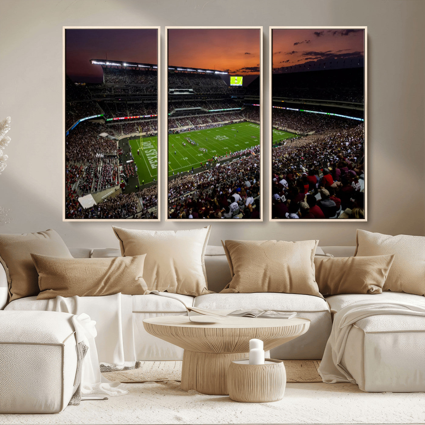 MGV-FC-48X32-3P - Texas A&M Aggies Football Team Print - College Station Kyle Field Stadium Wall Art Canvas Print