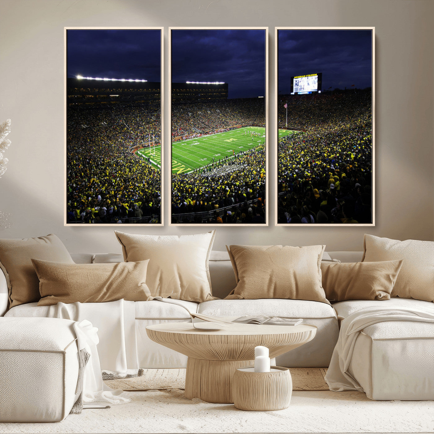 MGV-FC-48X32-3P - Michigan Wolverines Football Canvas Wall Decor, Football Team Print - Ann Arbor Michigan Stadium