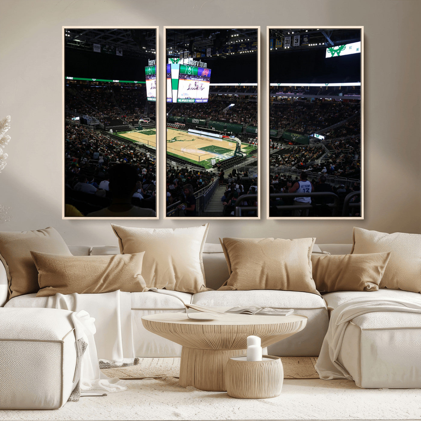 MGV-FC-48X32-3P - Milwaukee Bucks Basketball Print - Fiserv Forum Stadium Wall Art Canvas Print