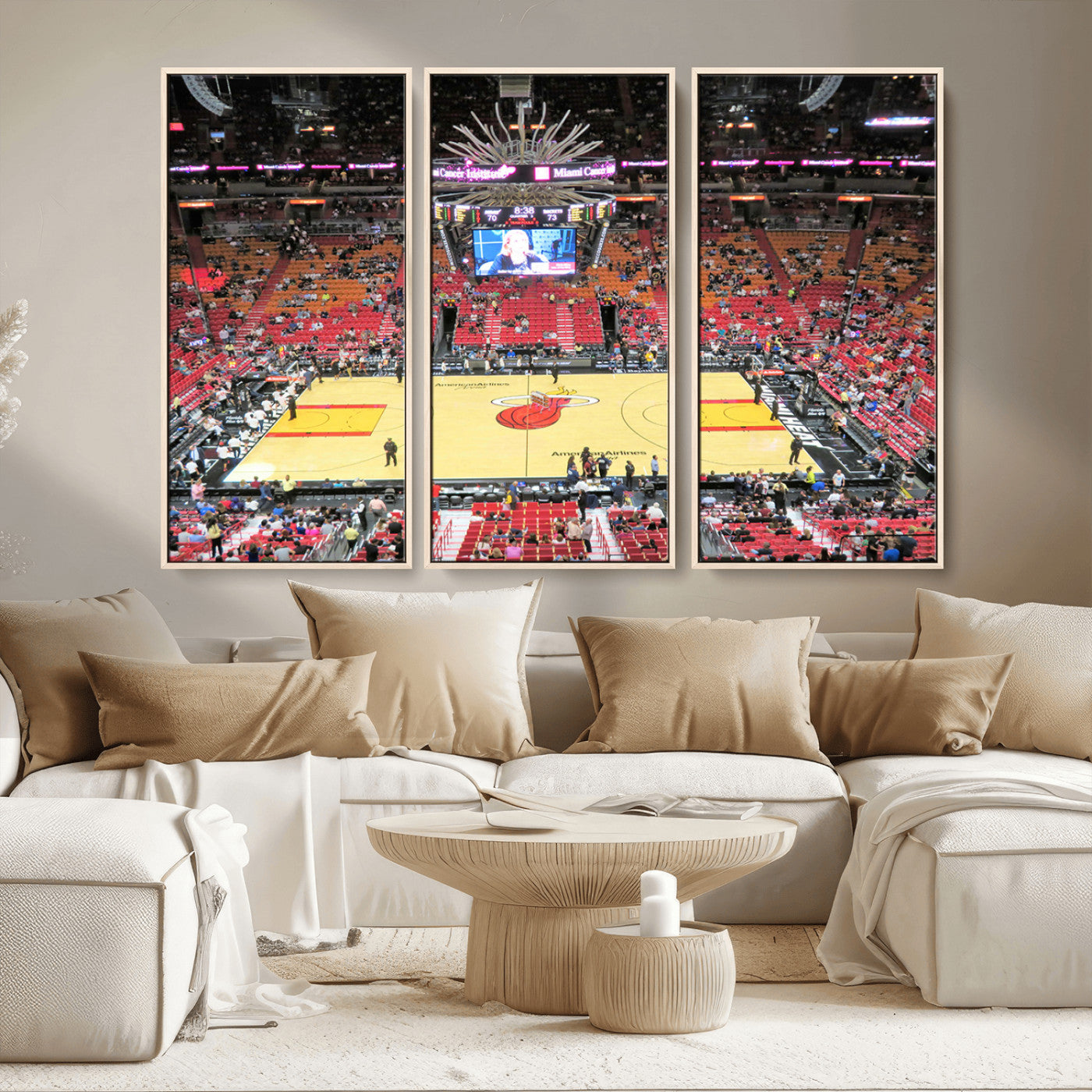 MGV-FC-48X32-3P - Miami Heat Basketball Team Print Wall Art- Kaseya Center Stadium Wall Art Canvas Print