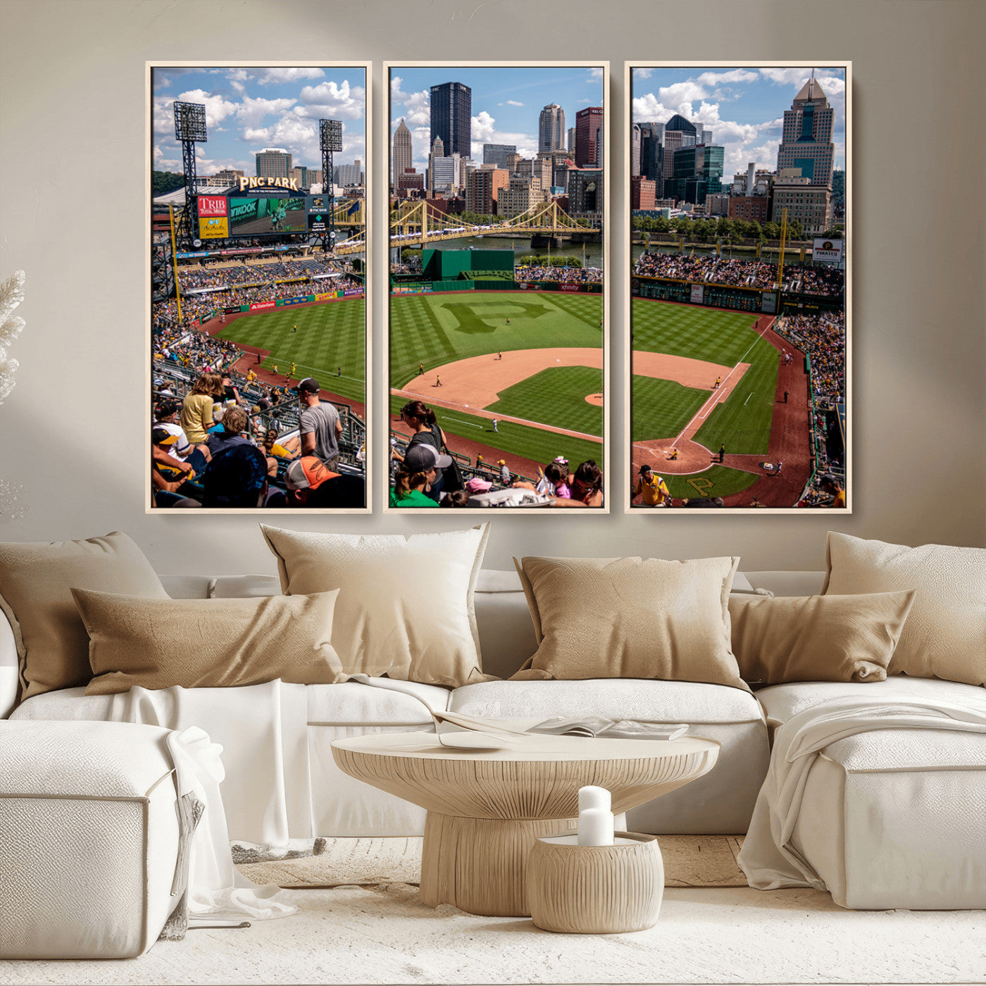 MGV-FC-48X32-3P - Pittsburgh Pirates Baseball Team Print - PNC Park Stadium Wall Art Canvas Print - Ready to Hang