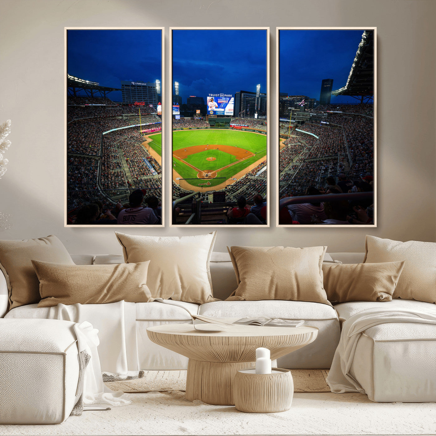 MGV-FC-48X32-3P - Truist Park Night Game Canvas Art - Atlanta Braves Stadium Wall Art Canvas