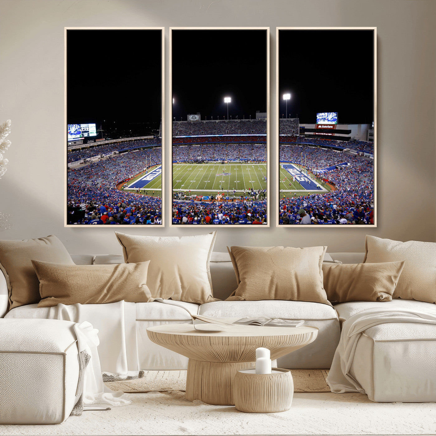MGV-FC-48X32-3P - Buffalo Bills Wall Art - Buffalo Bills Stadium Canvas Print, Perfect Sports Decor for Living Rooms,