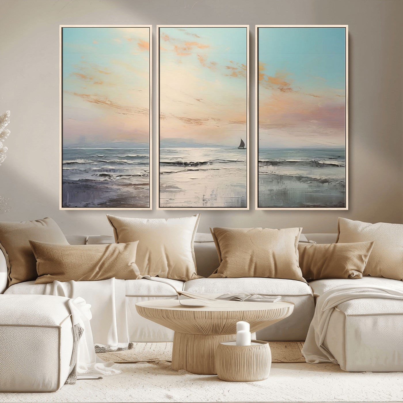 MGV-FC-48X32-3P - Abstract Ocean Wall Art -  Boat Wall Art Canvas Print