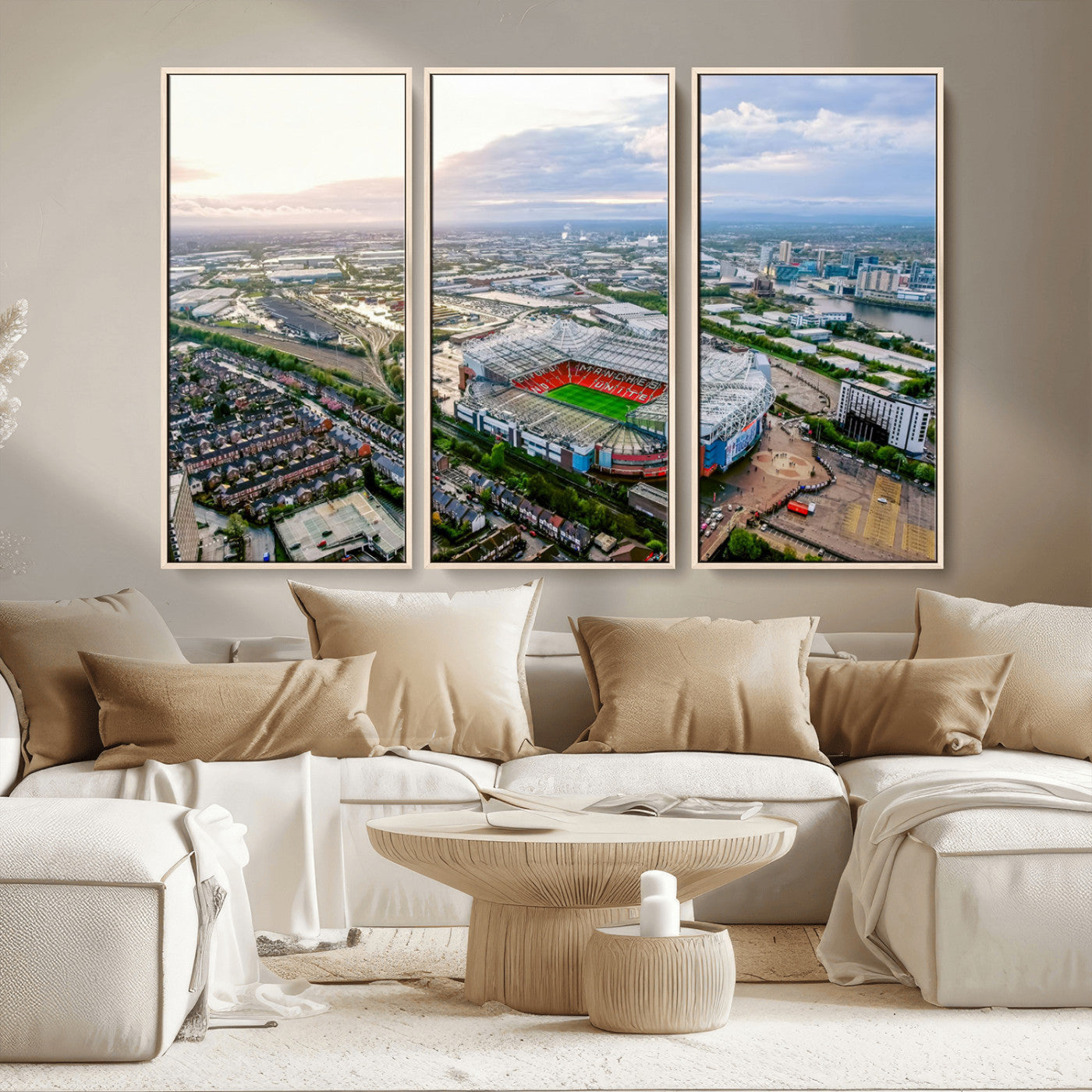 MGV-FC-48X32-3P - Old Trafford Manchester United Stadium Wall Art Canvas Print - Aerial View Stadium, Old Trafford