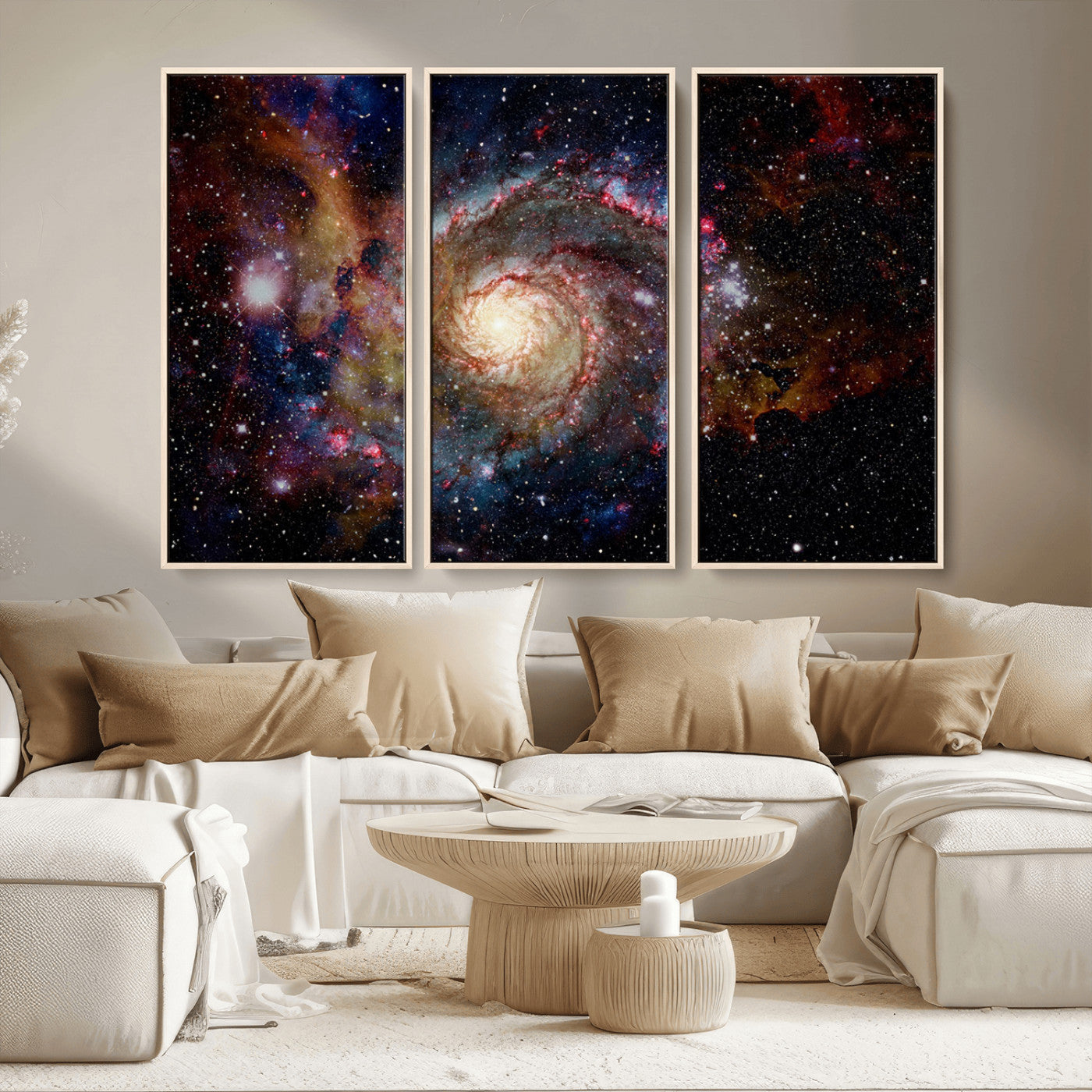 MGV-FC-48X32-3P - Nebula and Galaxies in Space Wall Art Canvas Print, Spiral Galaxy Wall Art Canvas Print