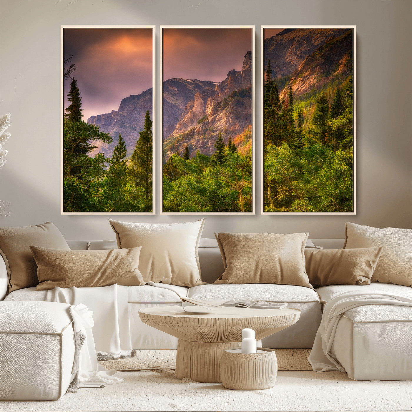 MGV-FC-48X32-3P - Colorado Rockies Mountains Wall Art Canvas Print | Ready to Hang  Framed Mountain Landscape