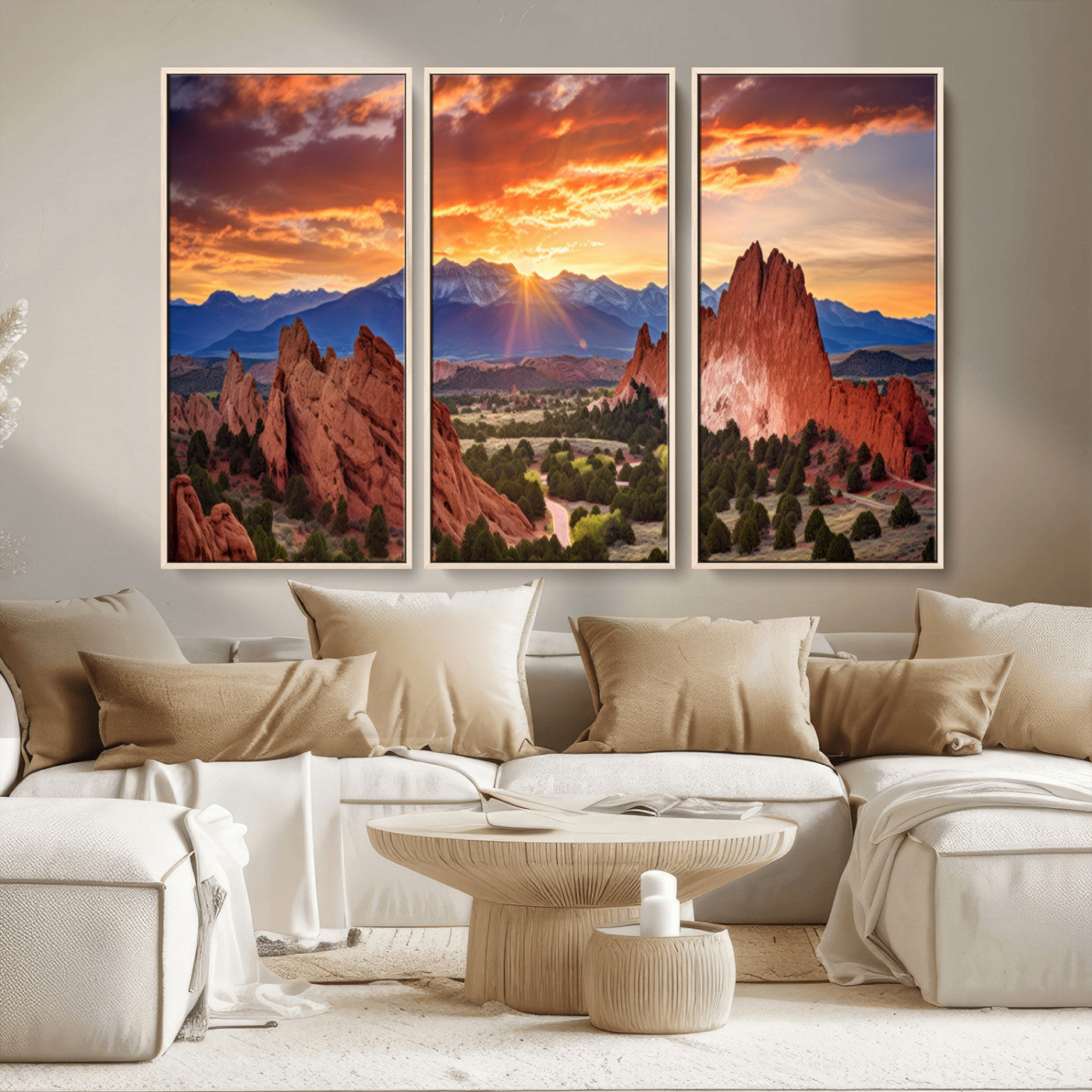 MGV-FC-48X32-3P - Rocky Mountains Sunset Wall Art Canvas Print – Ready to Hang, Framed Colorado Landscape
