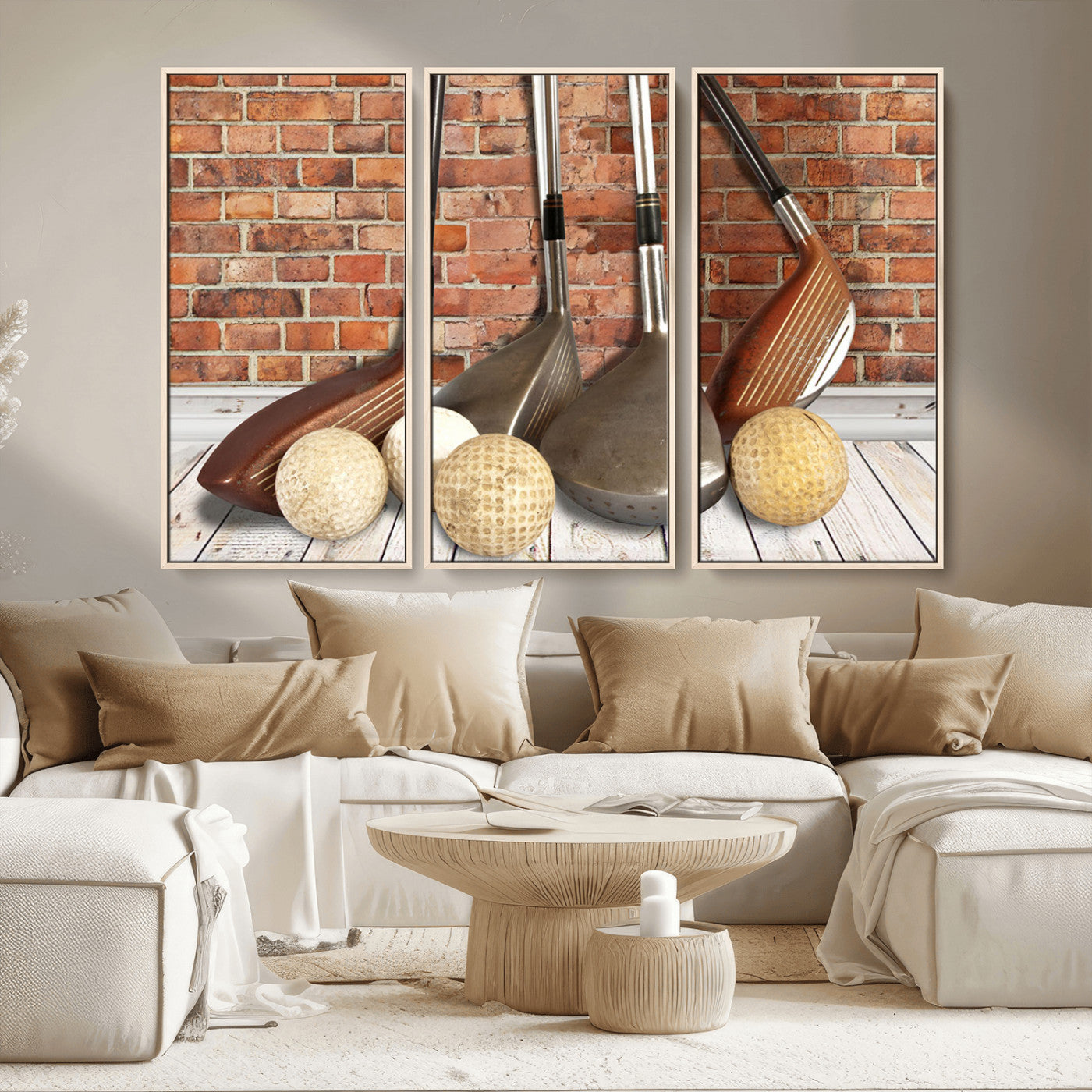 MGV-FC-48X32-3P - Vintage Golf Ball Wall Art Canvas Print | Golf Decor for Man Cave or Office | Ready to Hang and