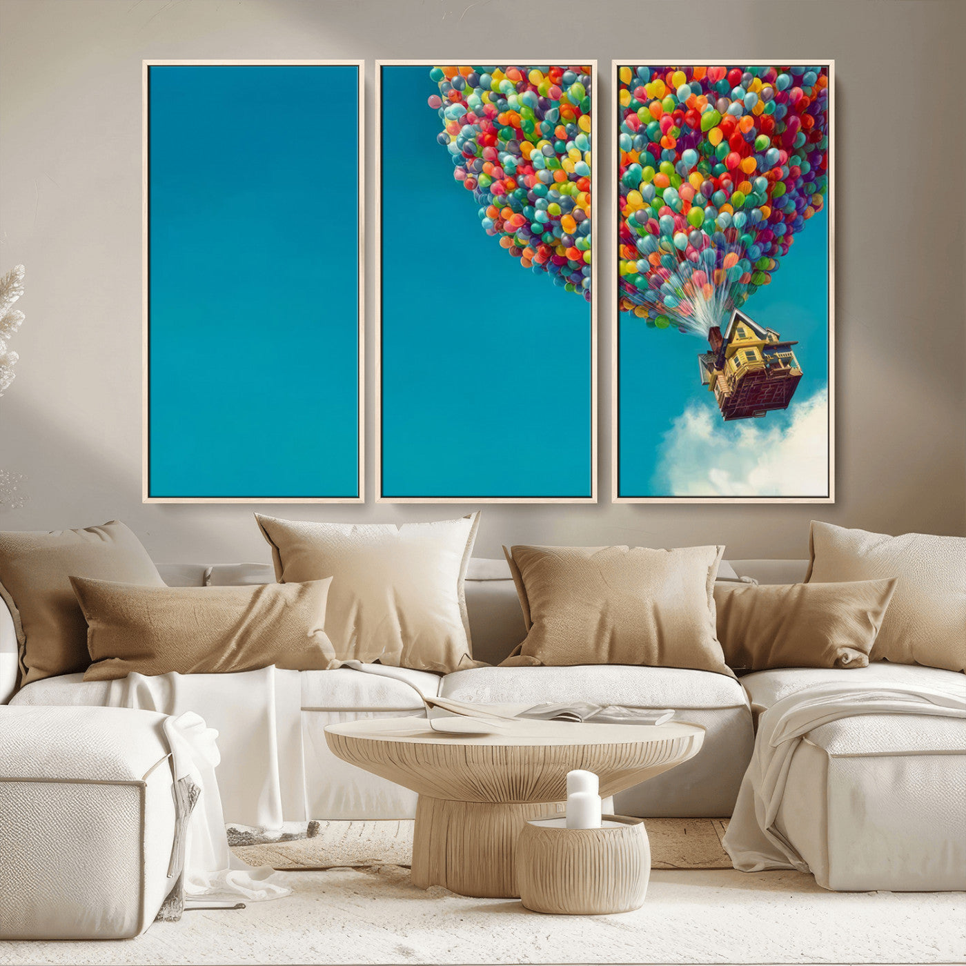 MGV-FC-48X32-3P - Carl Fredricksen, Up Movie Wall Art, Colorful Balloon House Art | Whimsical Wall Decor for Living
