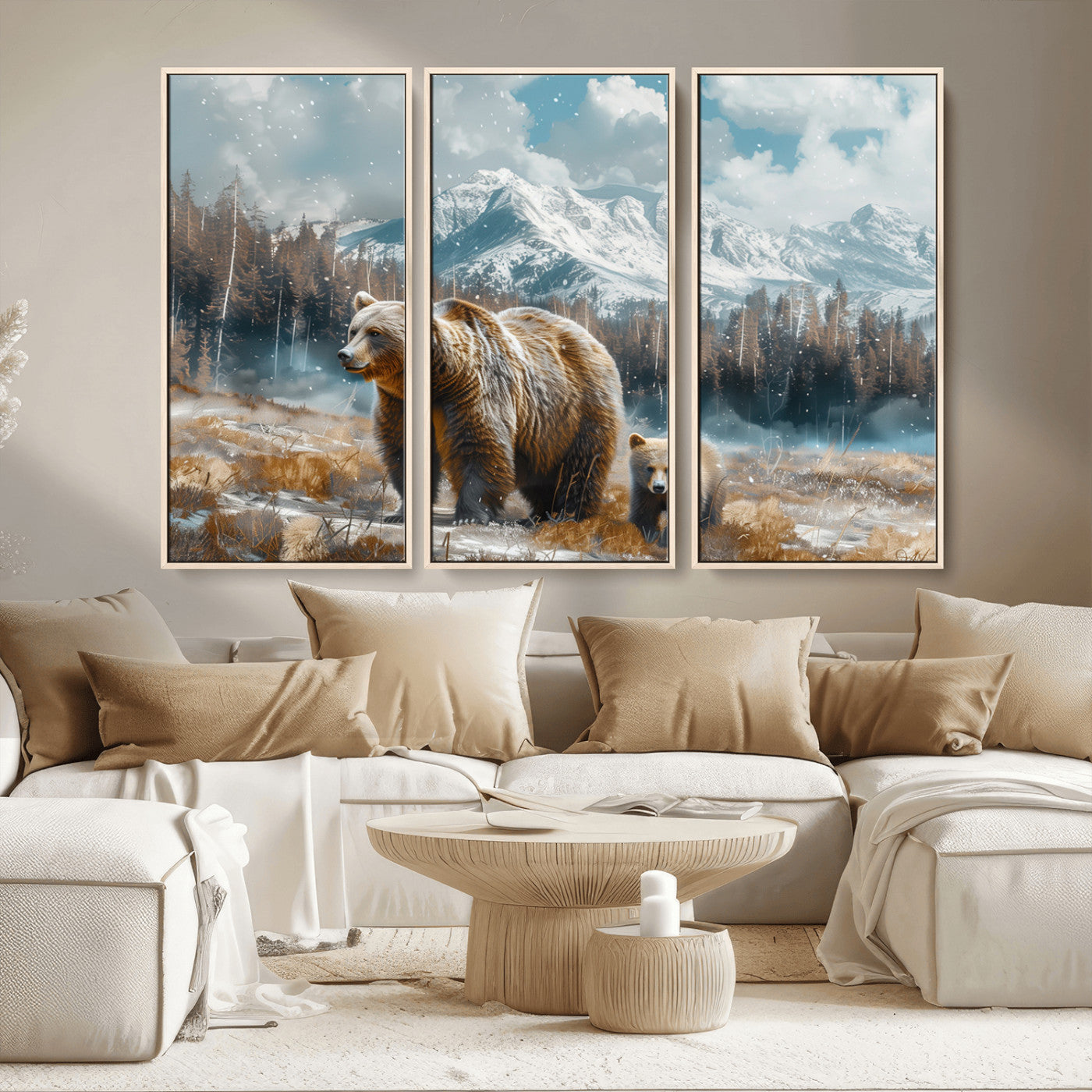 MGV-FC-48X32-3P - Bear and Baby Bear Wall Art Canvas Print