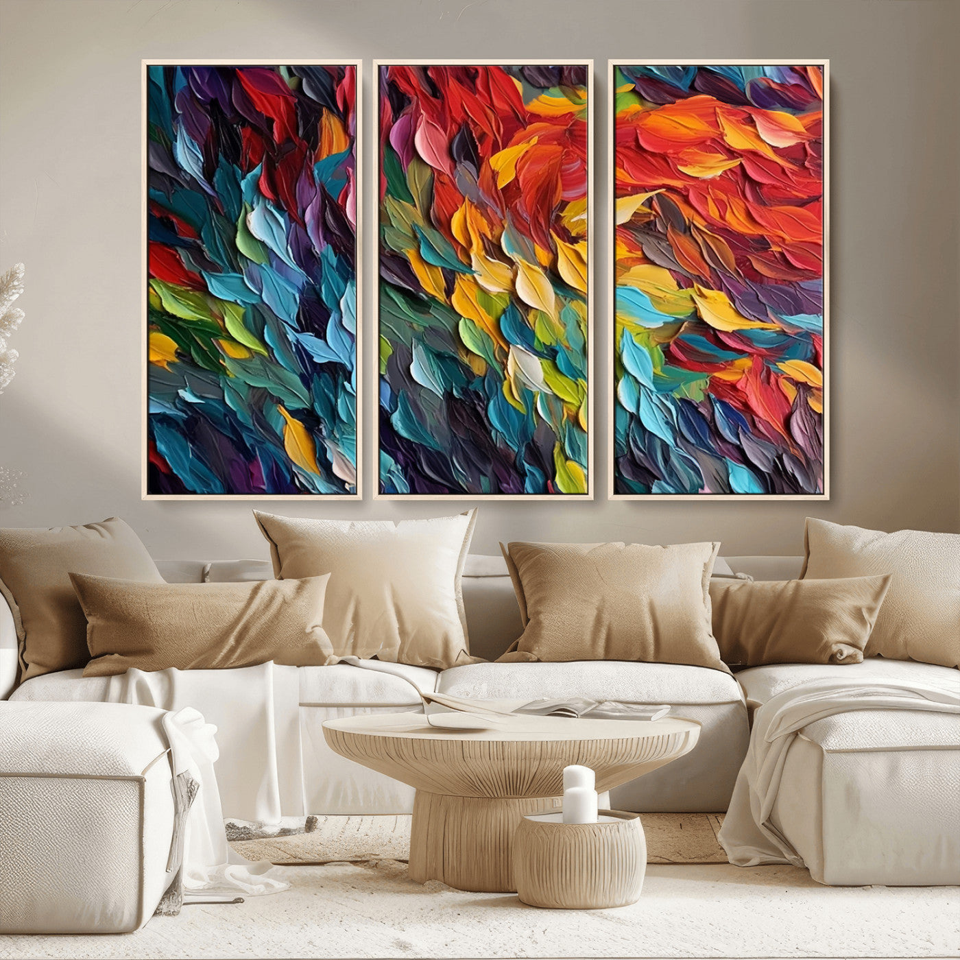 -Vibrant Abstract Leaf Wall Art Canvas Print | Bold Colorful Canvas for Living Room or Office | Ready