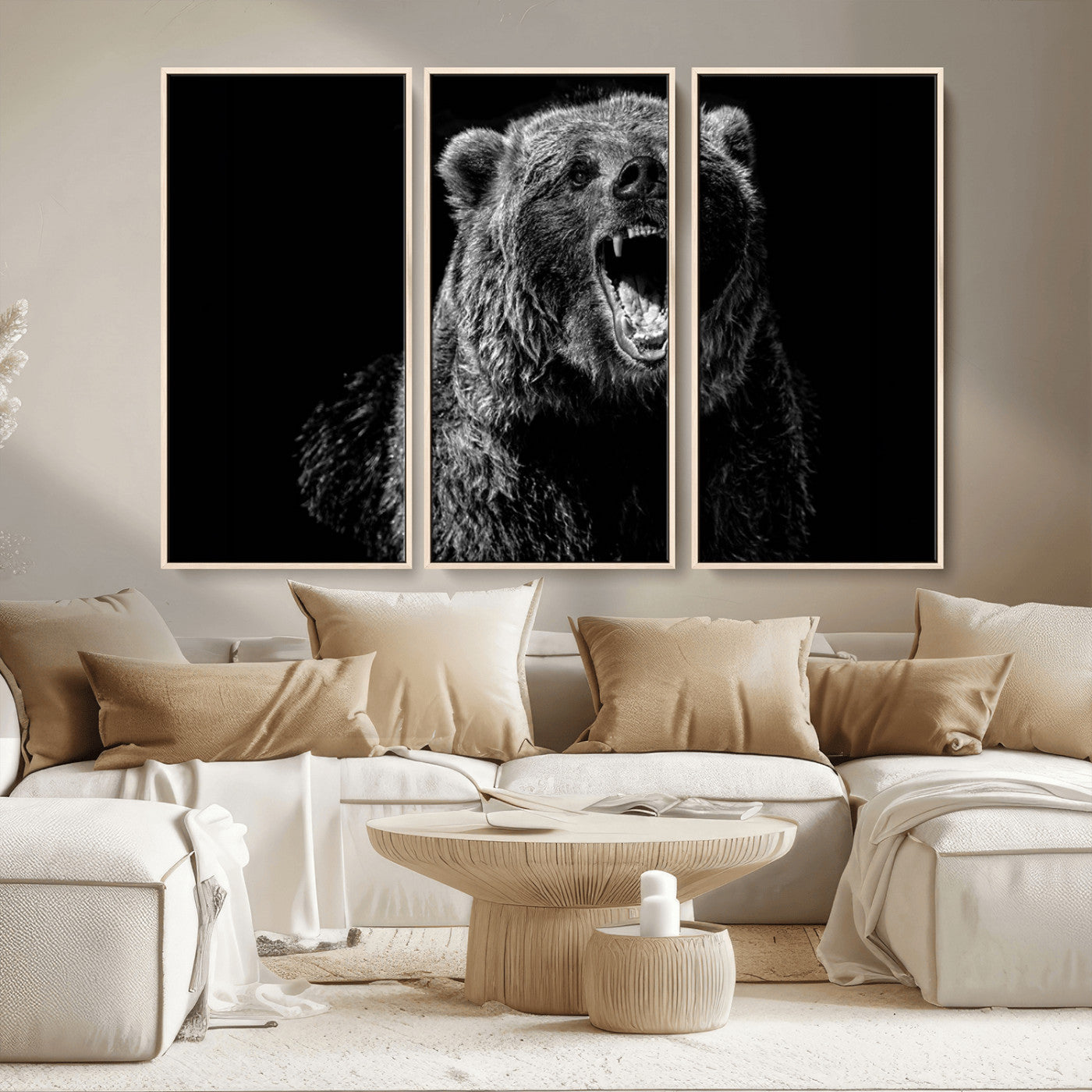MGV-FC-48X32-3P - Bear Canvas Print | Wildlife Wall Art for Cabin Decor | Ready to Hang Framed