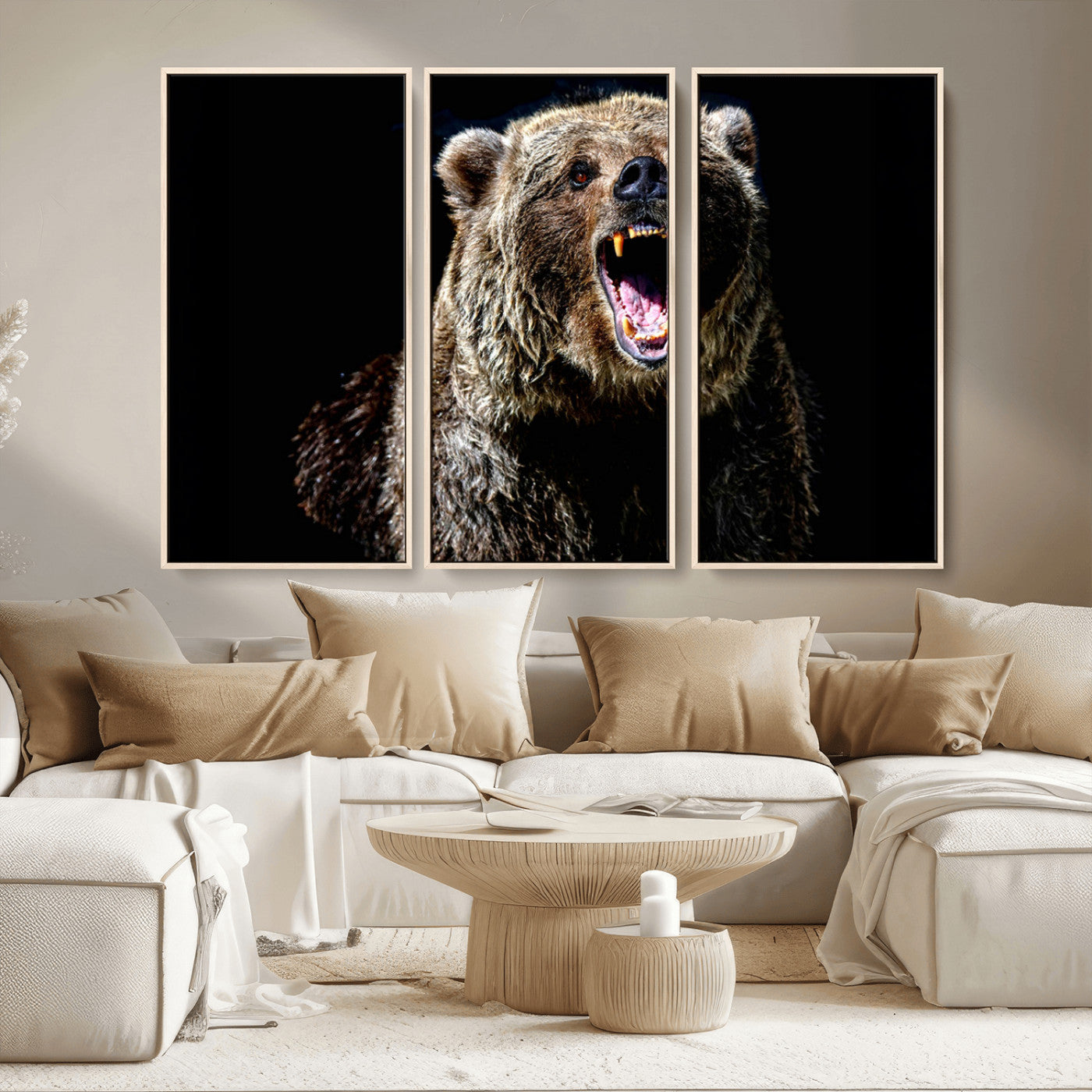 MGV-FC-48X32-3P - Grizzly Bear Canvas Print | Wildlife Wall Art for Cabin Decor | Ready to Hang Framed