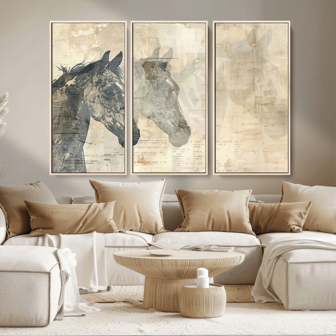 MGV-FC-48X32-3P - Abstract Horse Canvas Print | Modern Farmhouse Wall Art | Ready to Hang Framed