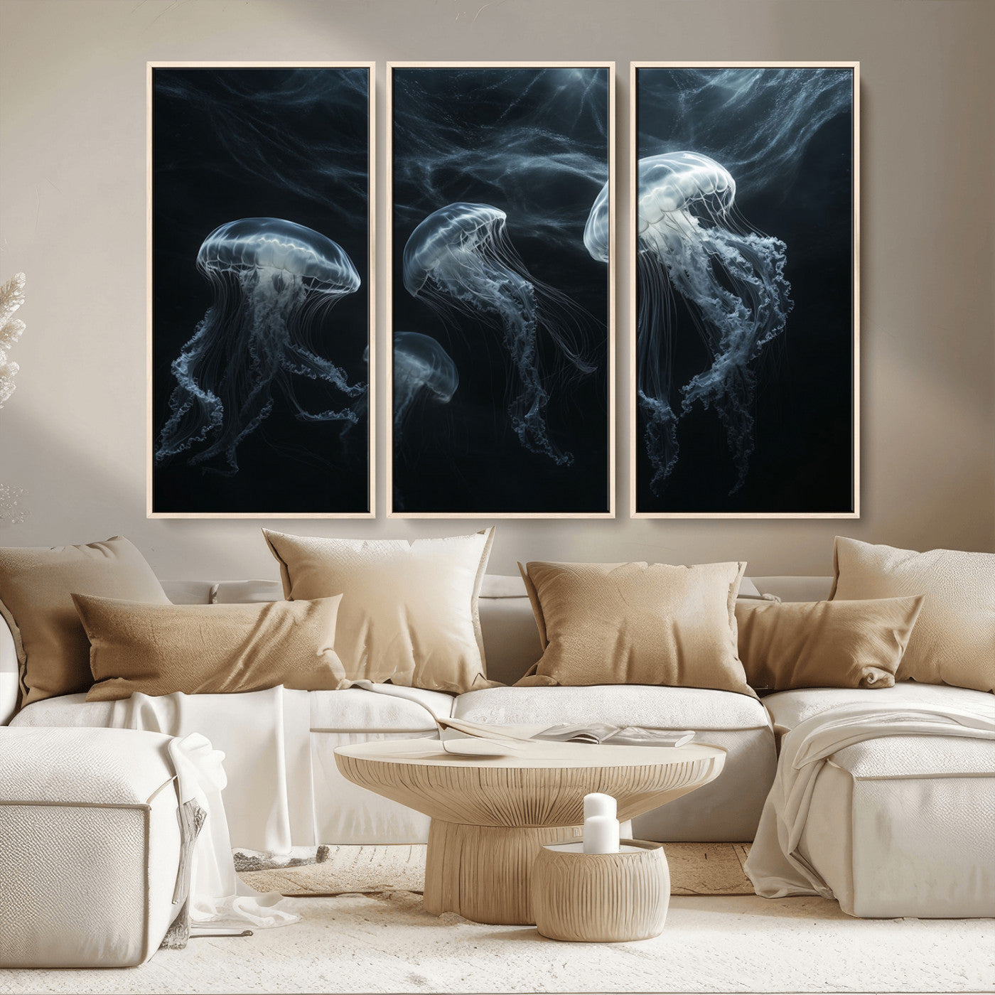MGV-FC-48X32-3P - Jellyfish Wall Art Canvas Print, Elegant Wall Decor