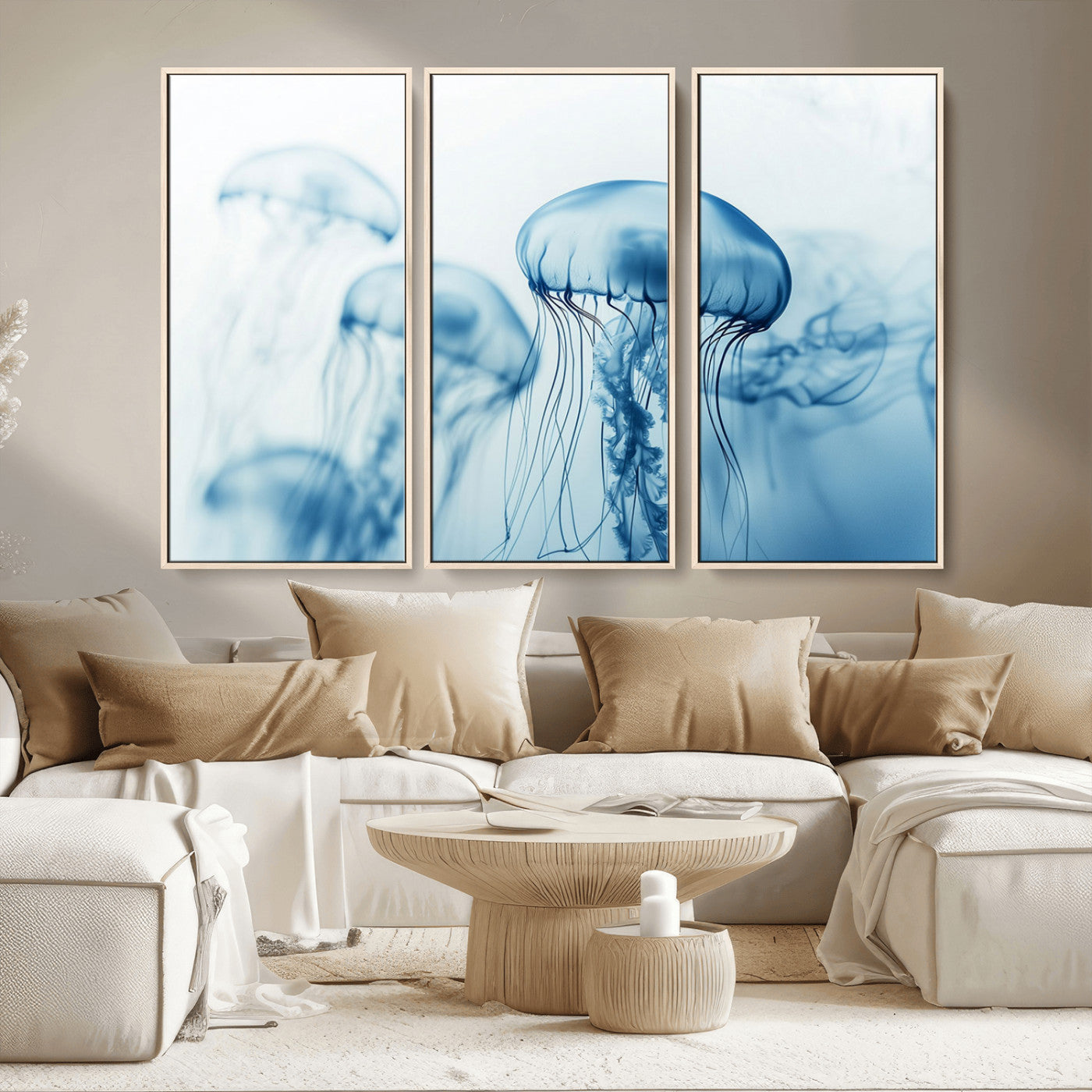 MGV-FC-48X32-3P - Blue Jellyfish Wall Art Canvas Print