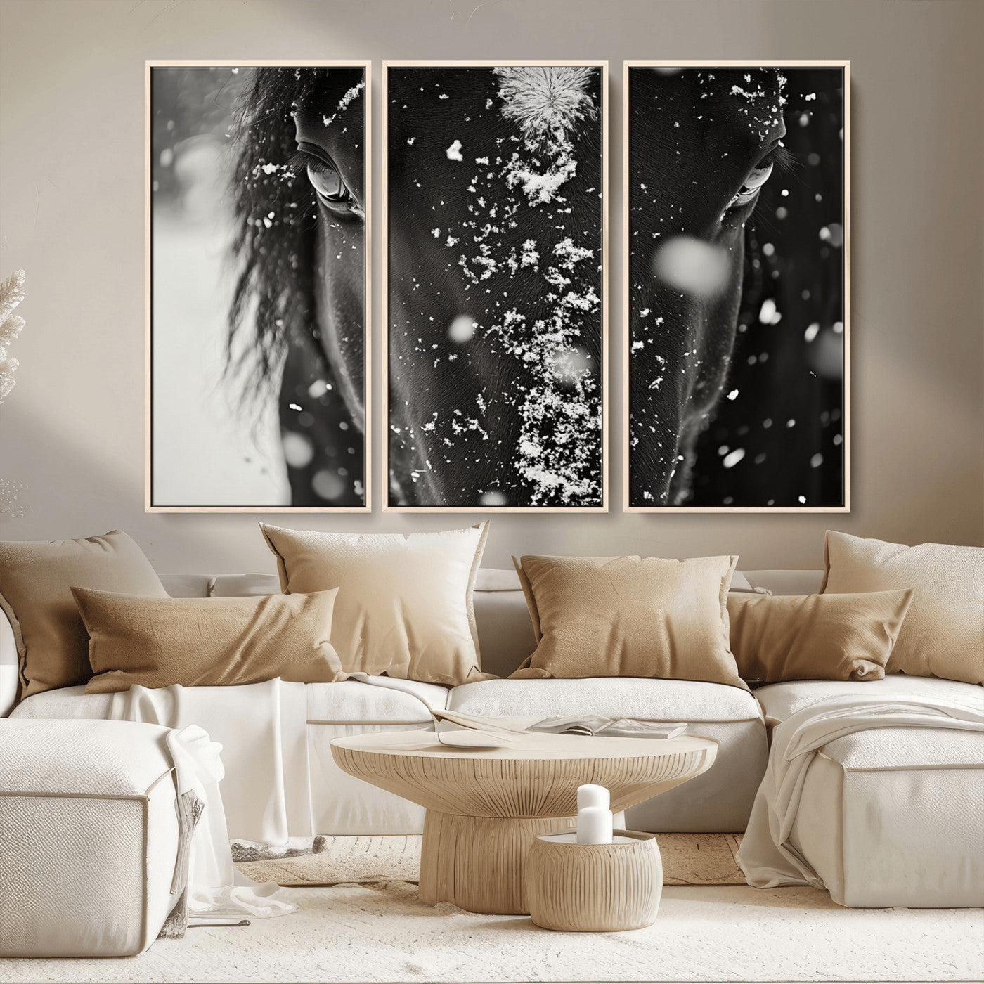 MGV-FC-48X32-3P - Winter Horse Snow Wall Art Canvas Print