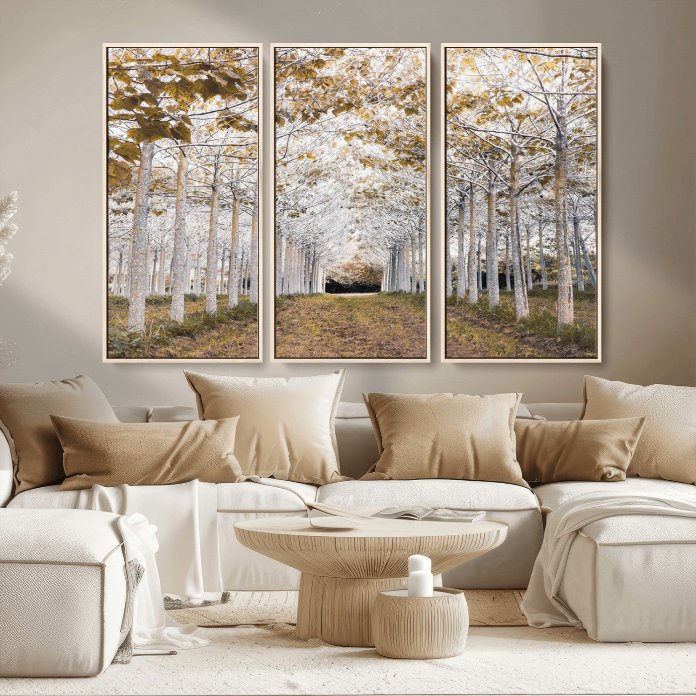 MGV-FC-48X32-3P - Forest Grove Wall Art | Serene Pathway Canvas Print | Ready to Hang and Framed Nature Wall Decor for