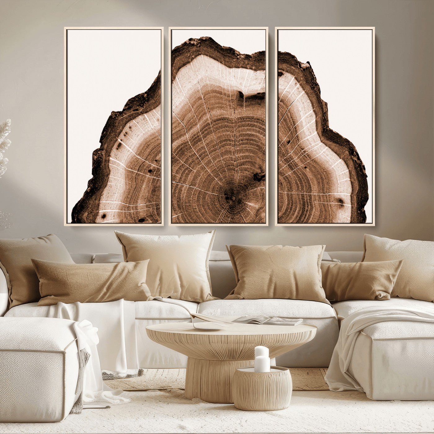 45195-MGV-CV-36X24-Rustic Wood Rings Wall Art | Nature-Inspired Tree Ring Canvas Print | Ready to Hang and Framed for