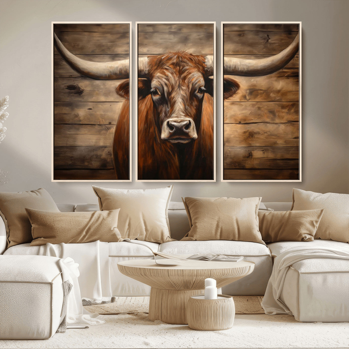 77556-MGV-CV-36X24-Longhorn Bull Wall Art | Canvas Print | Ready to Hang | Rustic Farmhouse Wall Decor | Western Barn