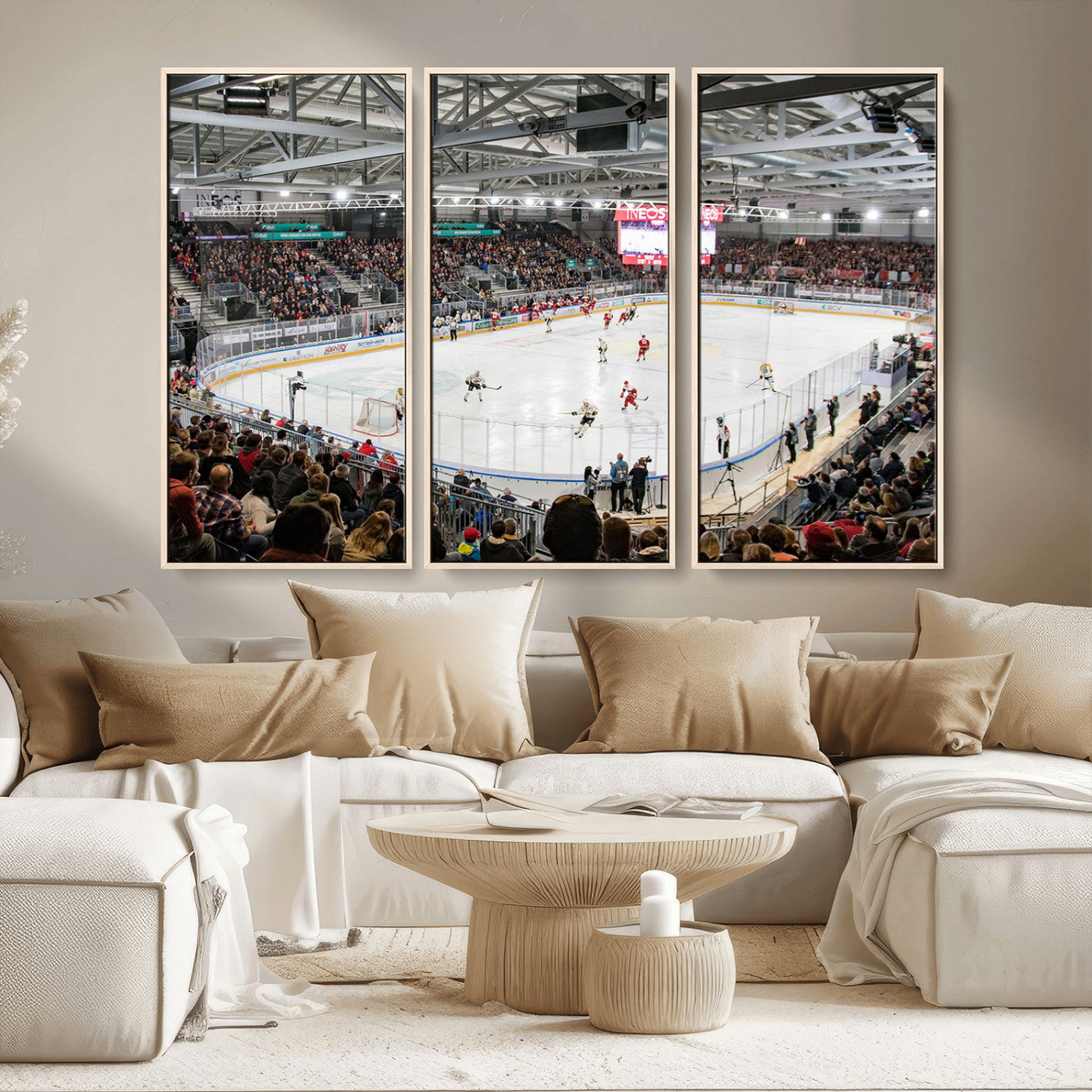 MGV-FC-48X32-3P - Lausanne Arena Ice Hockey Stadium Wall Art Canvas Print, Framed Lausanne Arena Ice Hockey Canvas