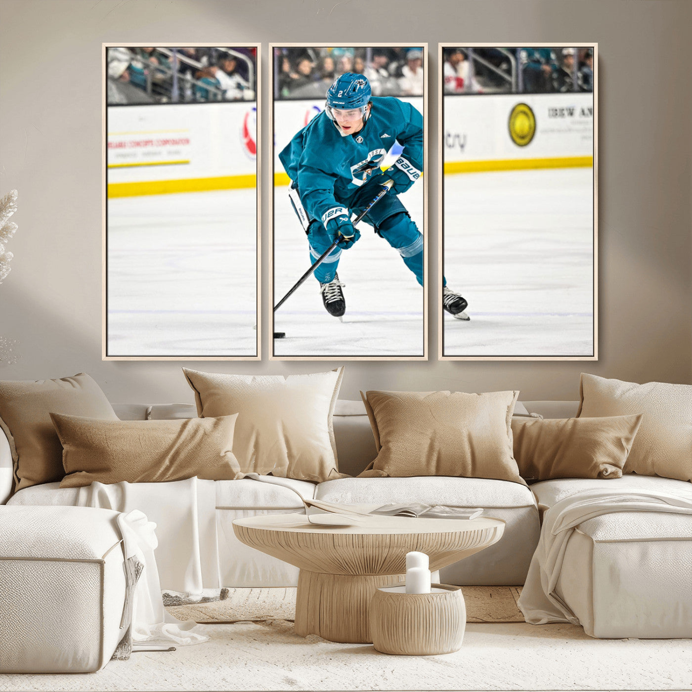 MGV-FC-48X32-3P - San Jose Sharks Ice Hockey Player Wall Art Canvas Print