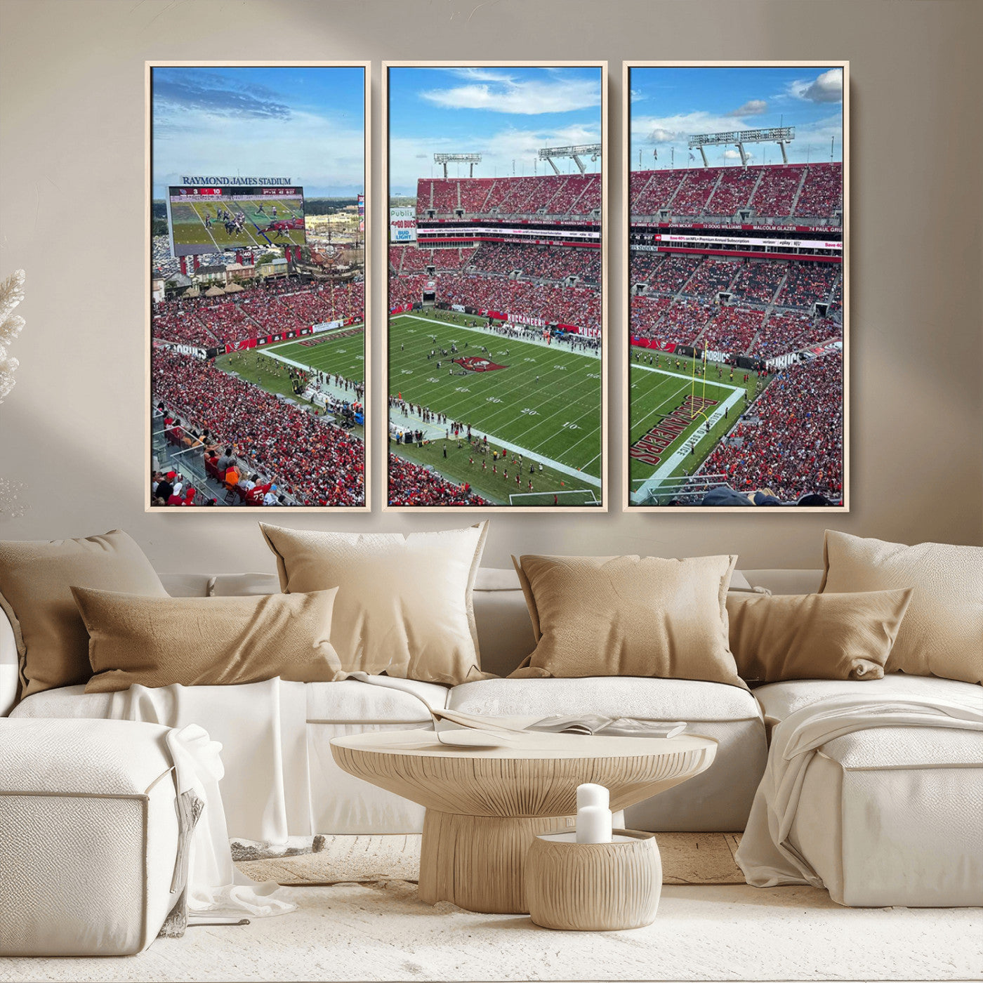 MGV-FC-48X32-3P - Florida Tampa Raymond James Stadium Wall Art Canvas Print - NFL Football Stadium Print Canvas