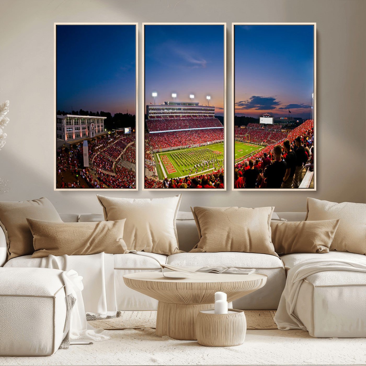 MGV-FC-48X32-3P - NC State Wolfpack Football Team Print - Raleigh Carter-Finley Stadium Wall Art Canvas Print