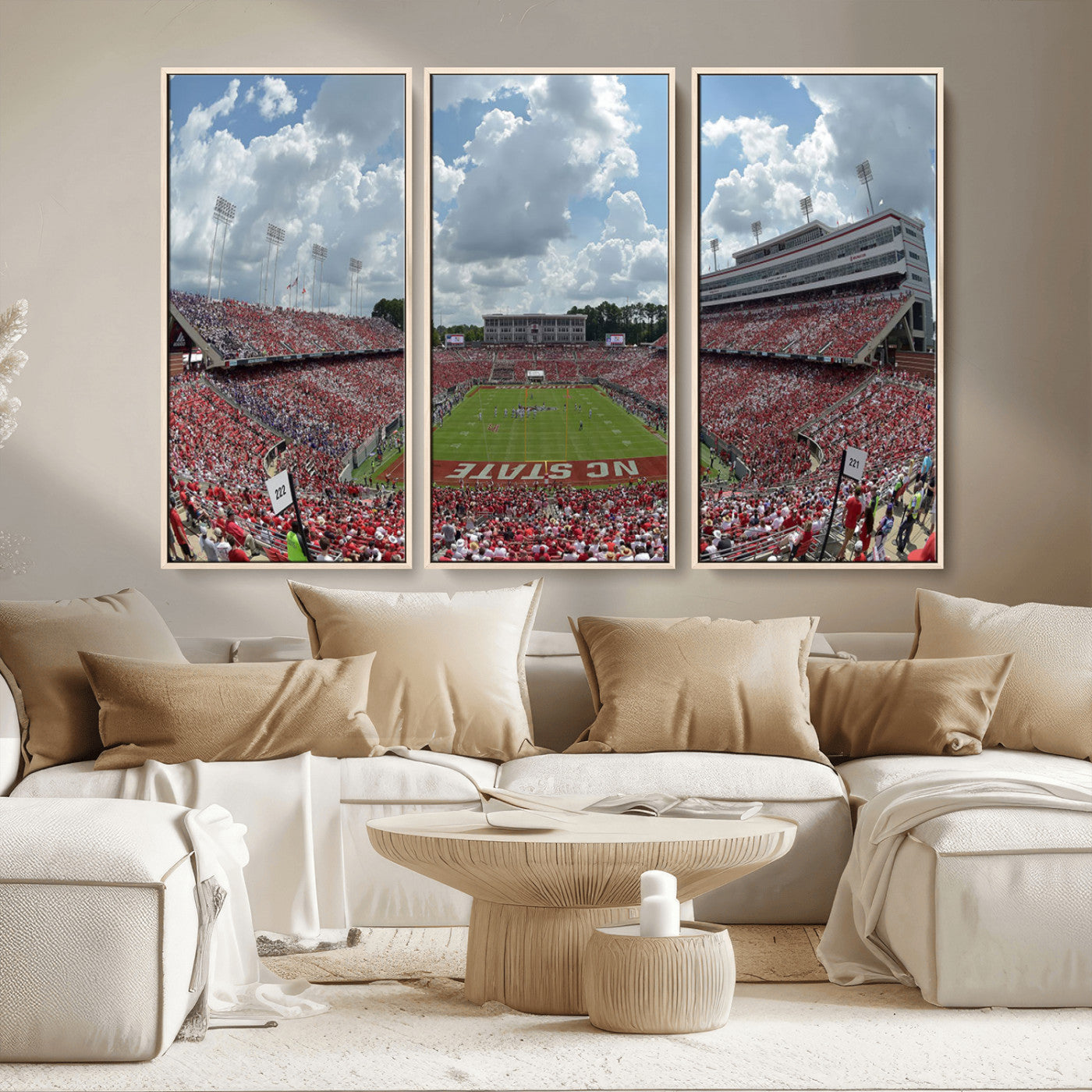 MGV-FC-48X32-3P - NC State Wolfpack Football Team Print Canvas- Raleigh Carter-Finley Stadium Wall Art Canvas Print