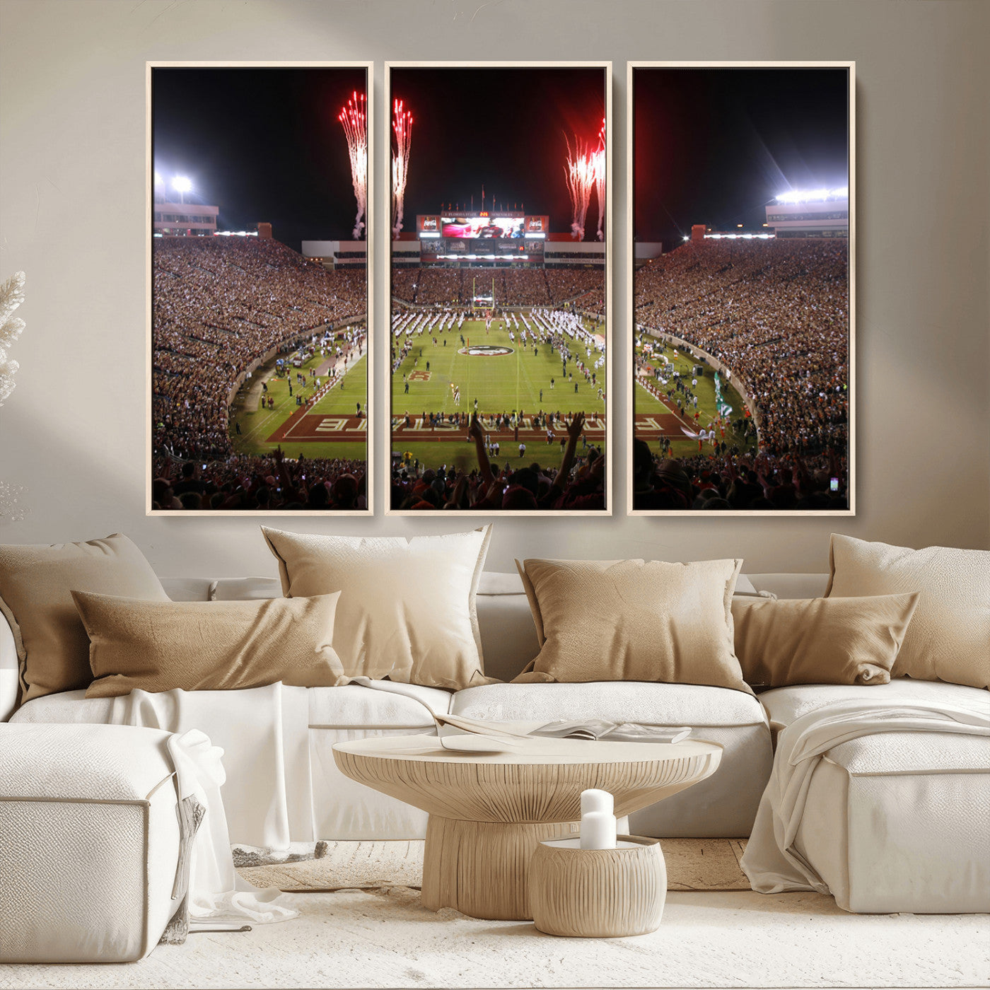 MGV-FC-48X32-3P - Framed Florida State Seminoles Football Team Print - Tallahassee Doak Campbell Stadium Wall Art