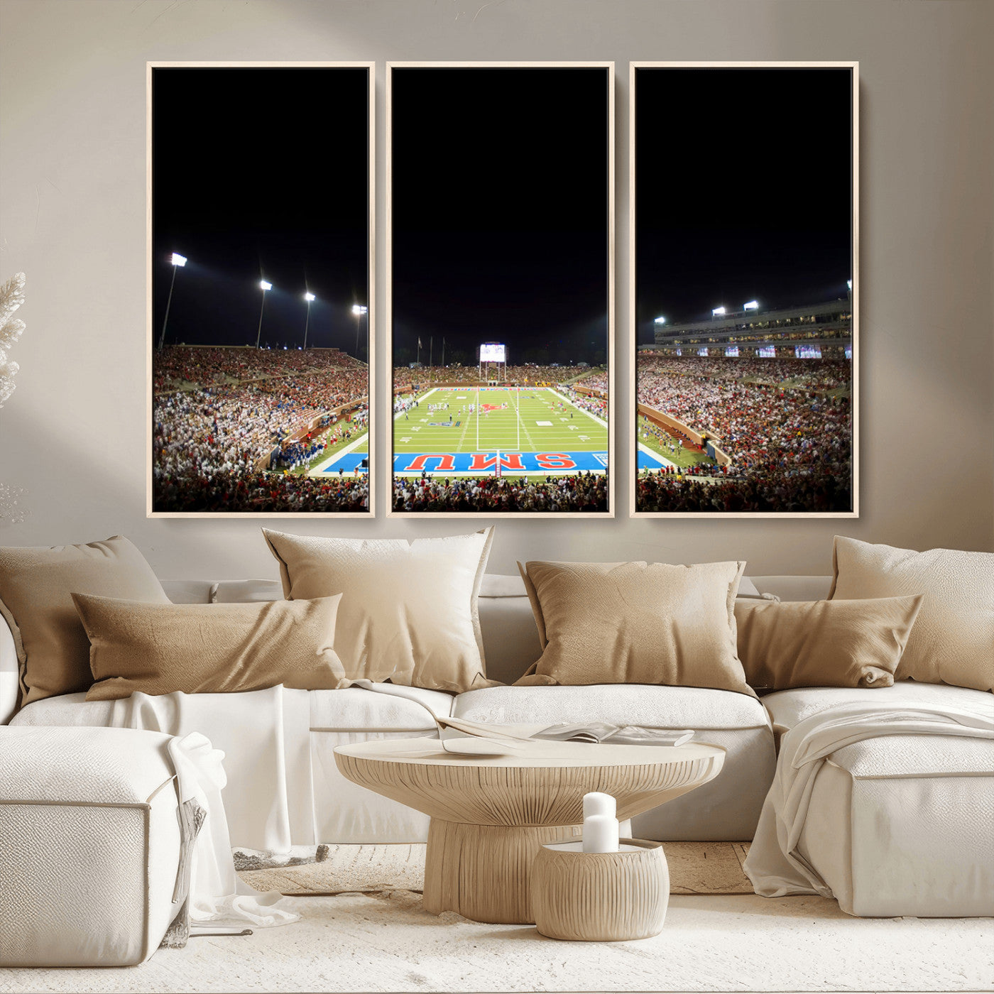 MGV-FC-48X32-3P - SMU Mustangs Football Team Print - Dallas Gerald J. Ford Stadium Wall Art Canvas Print