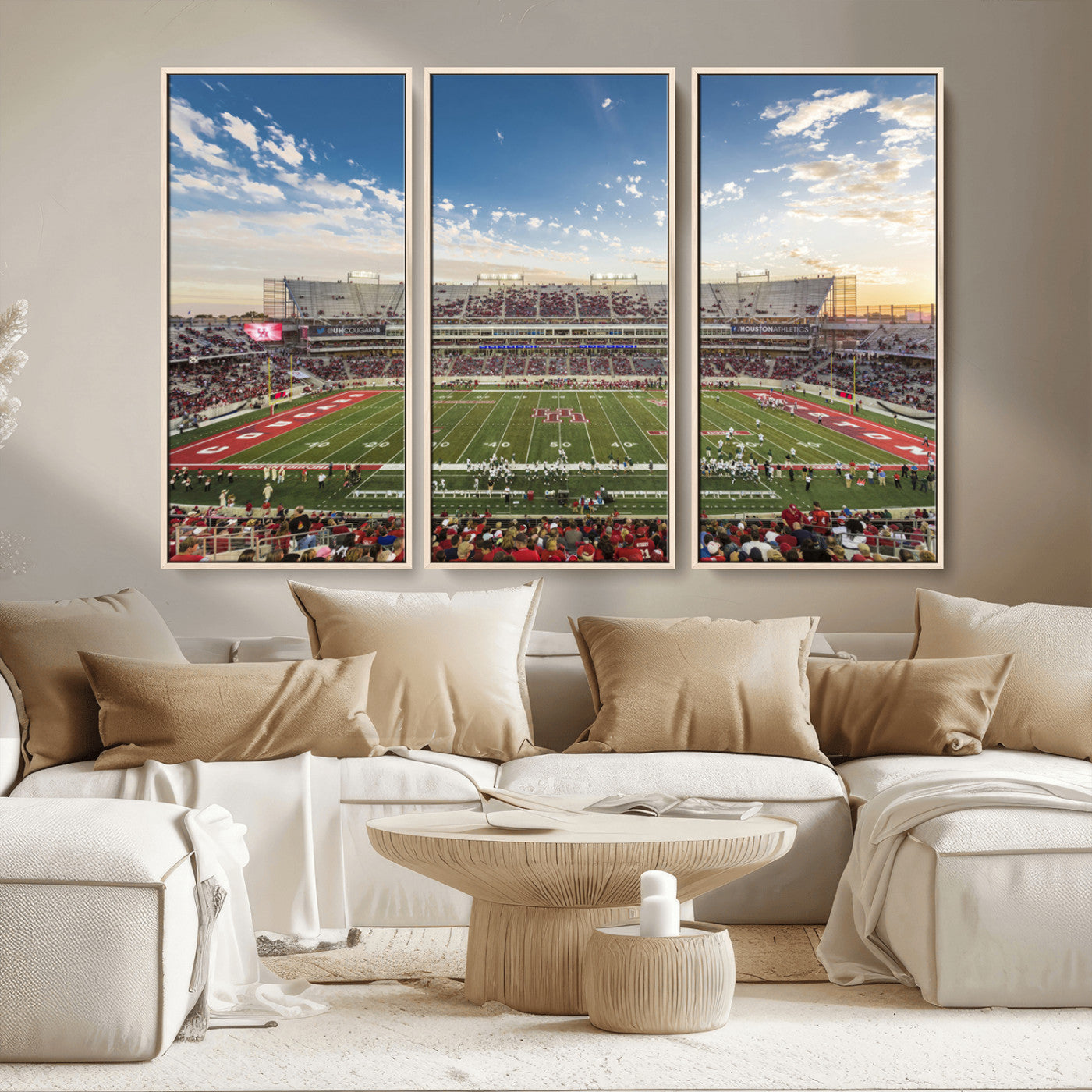 MGV-FC-48X32-3P - Framed Houston Cougars Football Team Print - Houston TDECU Stadium Wall Art Canvas Print