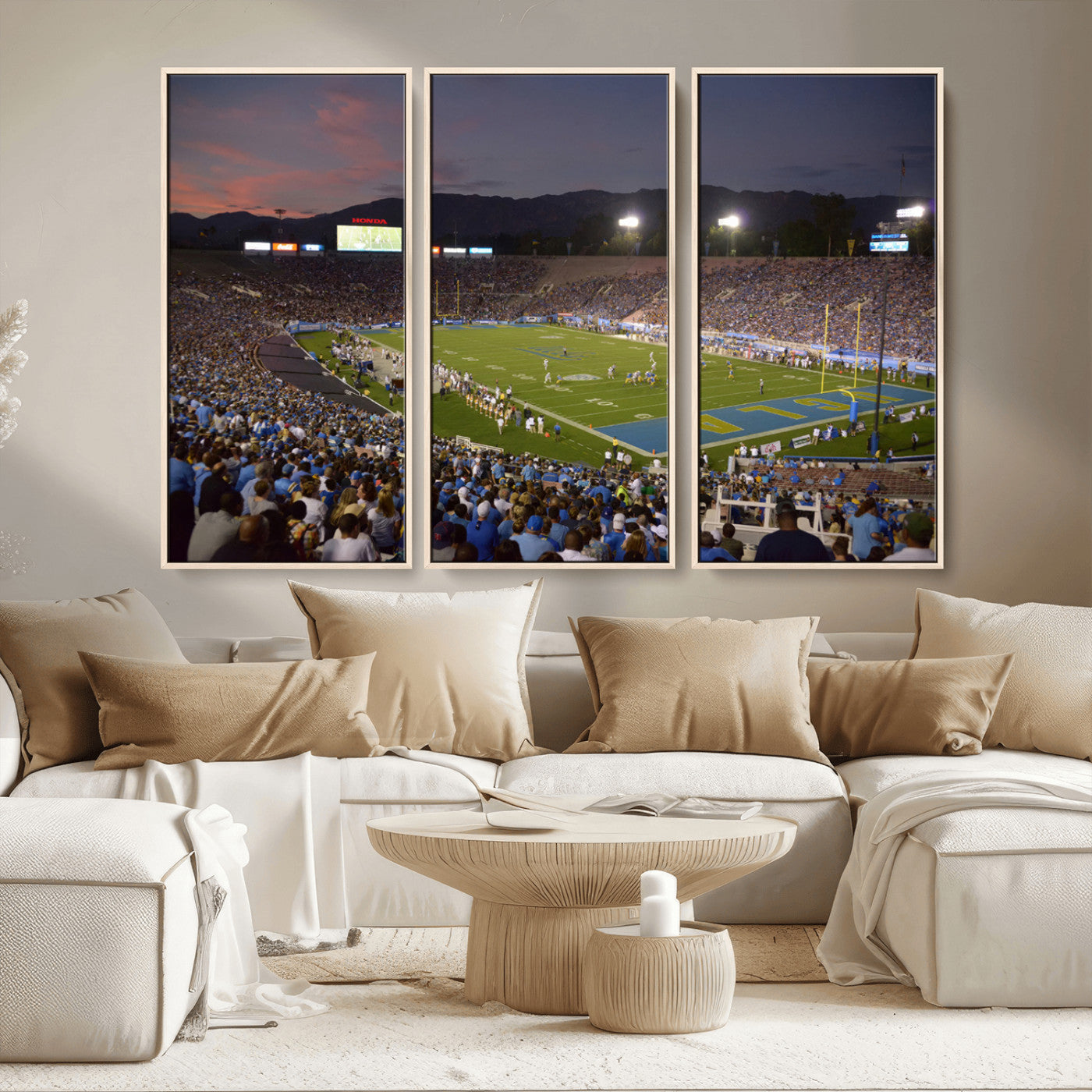 MGV-FC-48X32-3P - UCLA Bruins Football Team Print - Pasadena Rose Bowl Stadium Wall Art Canvas Print