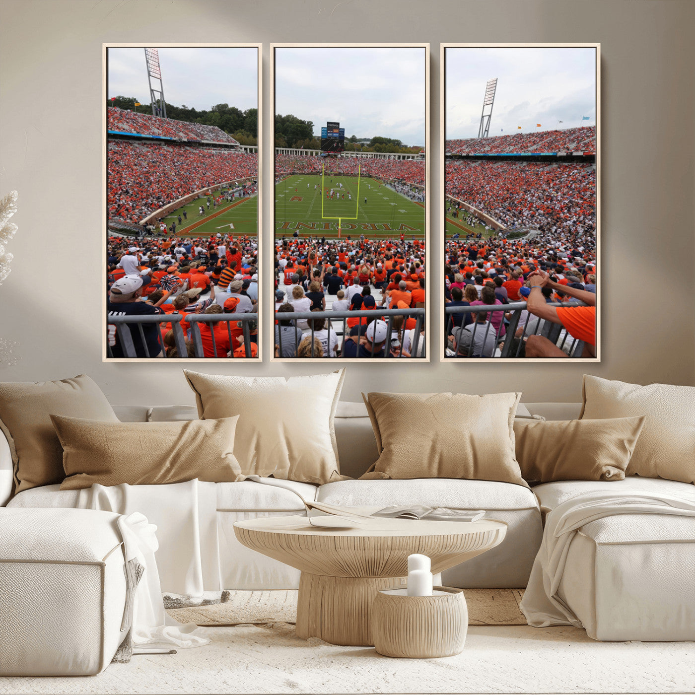 MGV-FC-48X32-3P - Virginia Cavaliers Football Team Print - Charlottesville Scott Stadium Print Wall Art Canvas