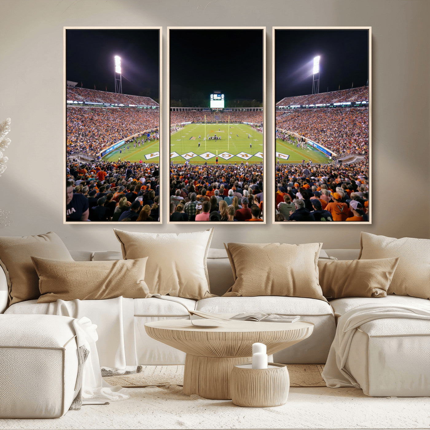 MGV-FC-48X32-3P - Virginia Cavaliers Football Team Print - Charlottesville Scott Stadium Wall Art Canvas Print