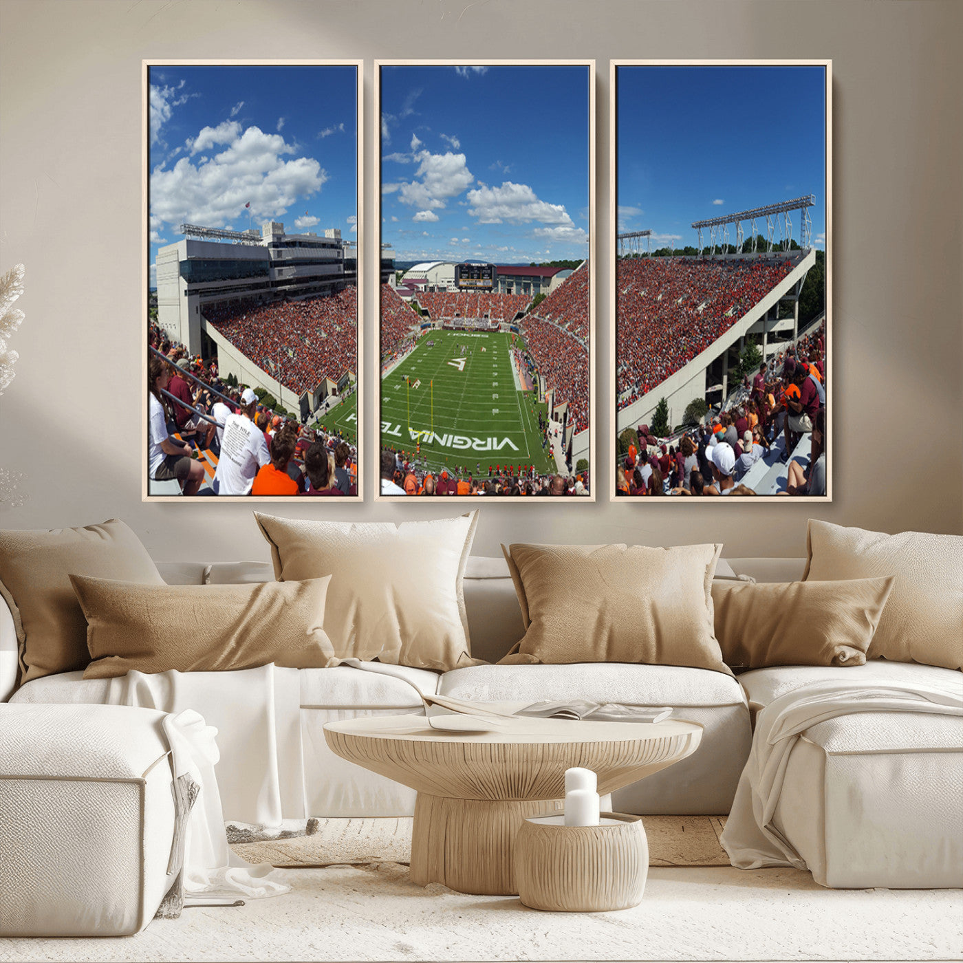 MGV-FC-48X32-3P - Virginia Tech Hokies Football Team Print - Blacksburg Lane Stadium Wall Art Canvas Print